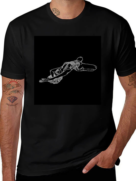 Skeleton Graphic Tee - Black Crew Neck T-Shirt