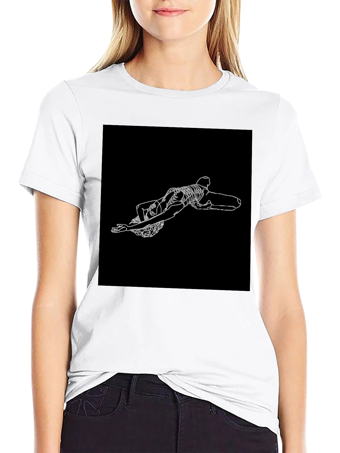 Skeleton Graphic Tee - Black Crew Neck T-Shirt