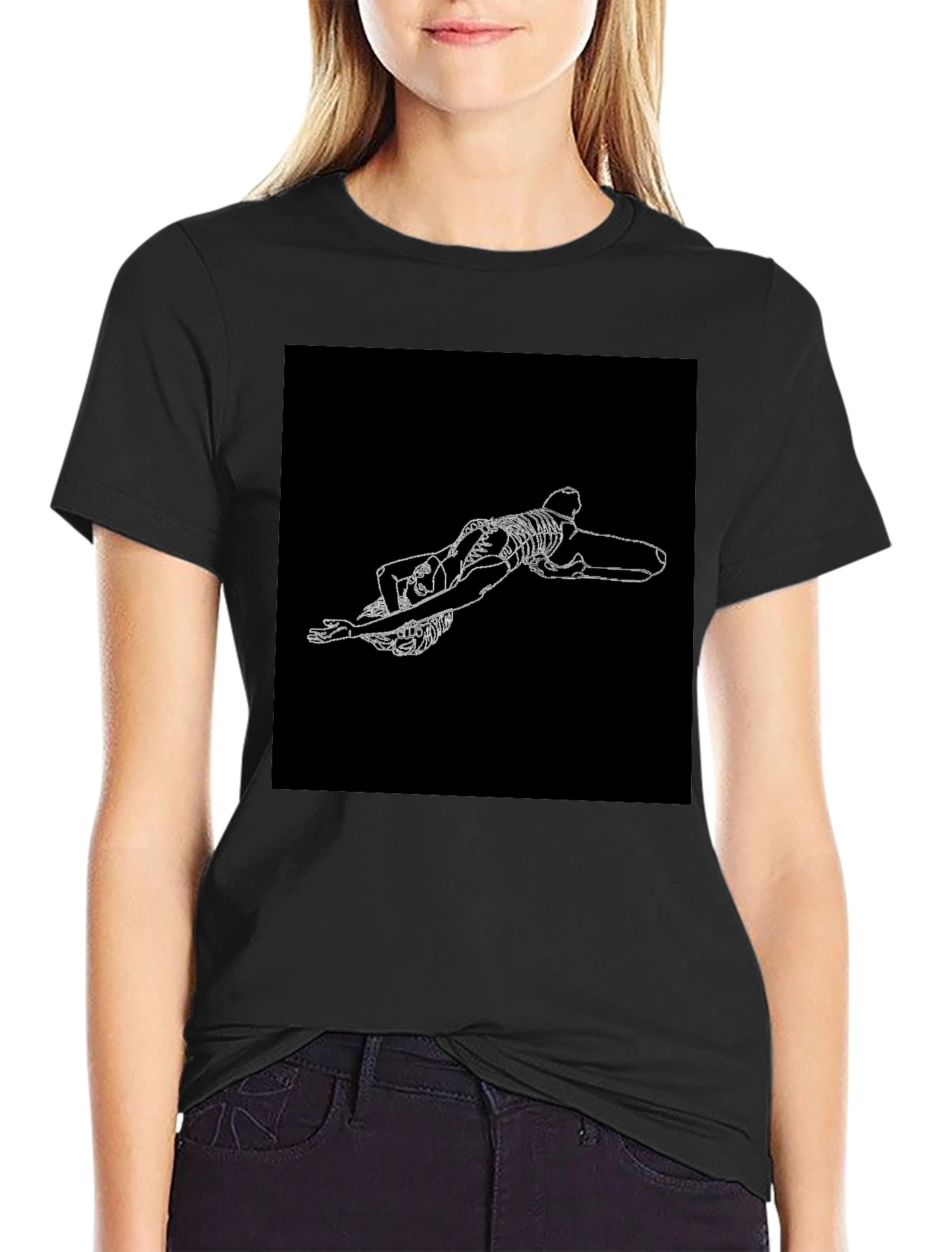 Skeleton Graphic Tee - Black Crew Neck T-Shirt