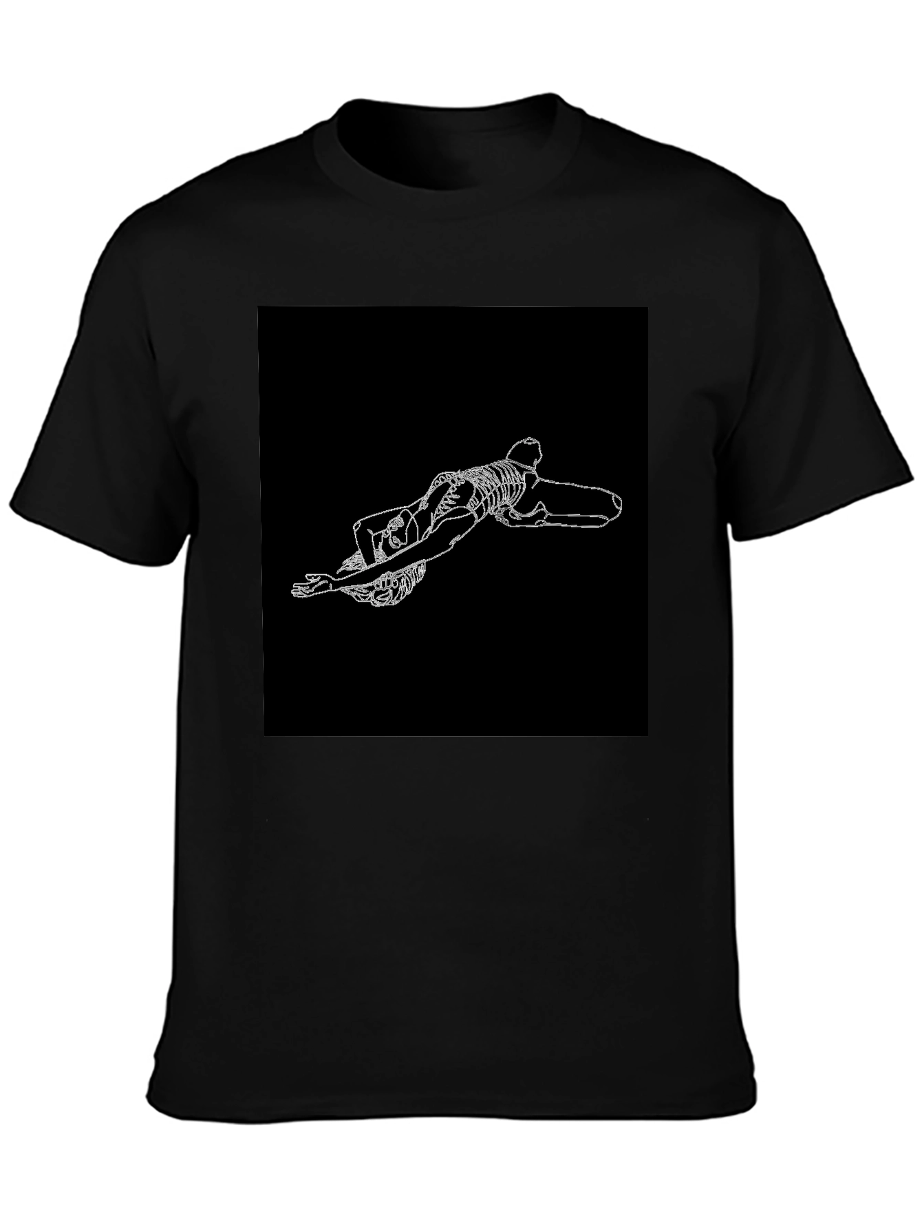 Skeleton Graphic Tee - Black Crew Neck T-Shirt