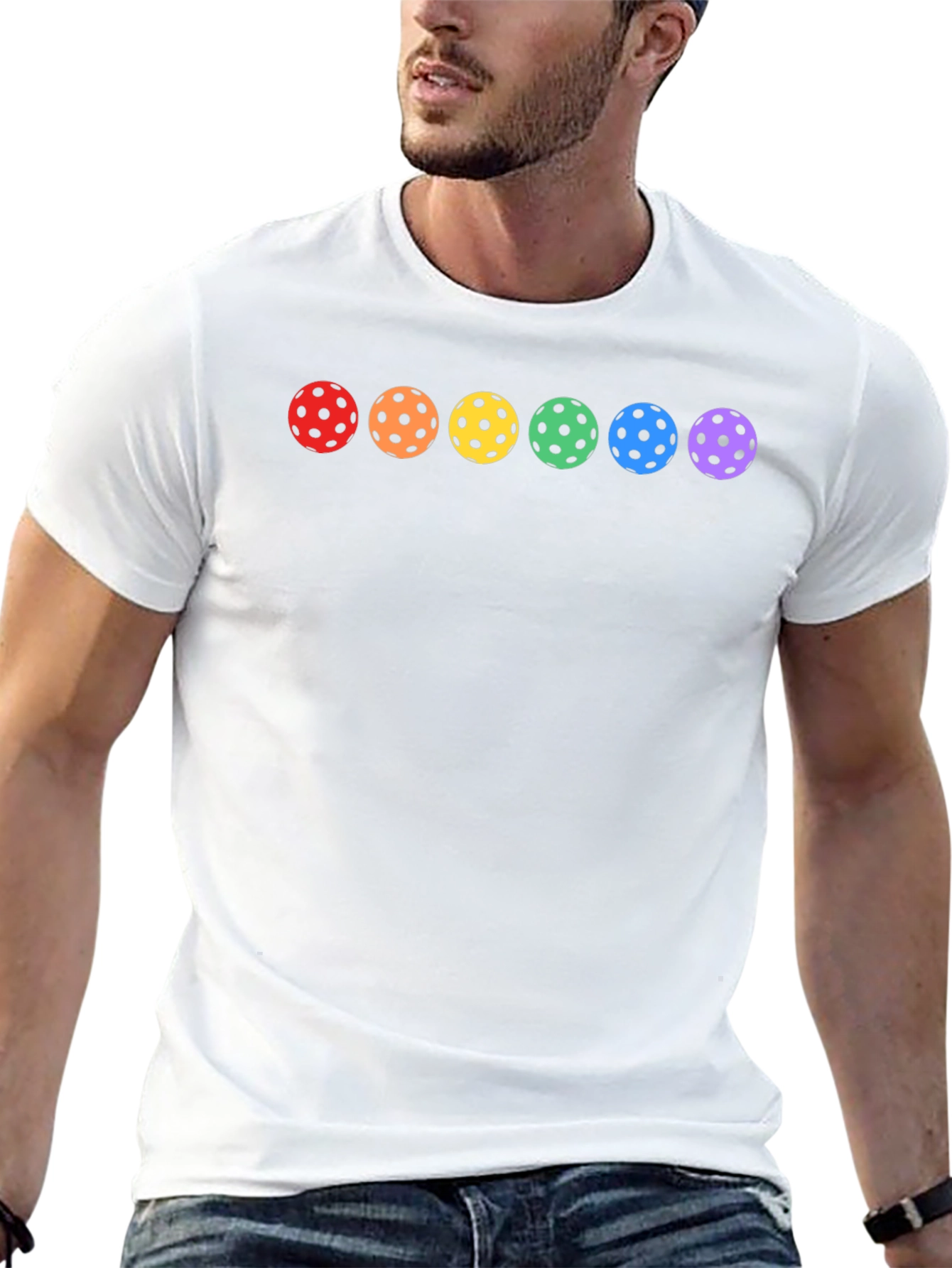 Rainbow Pickleball Balls Graphic T-Shirt