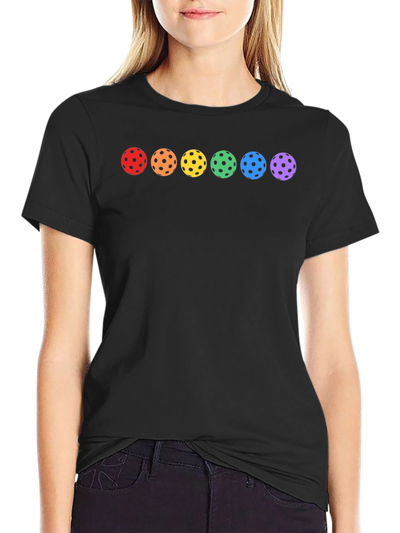 Rainbow Pickleball Balls Graphic T-Shirt