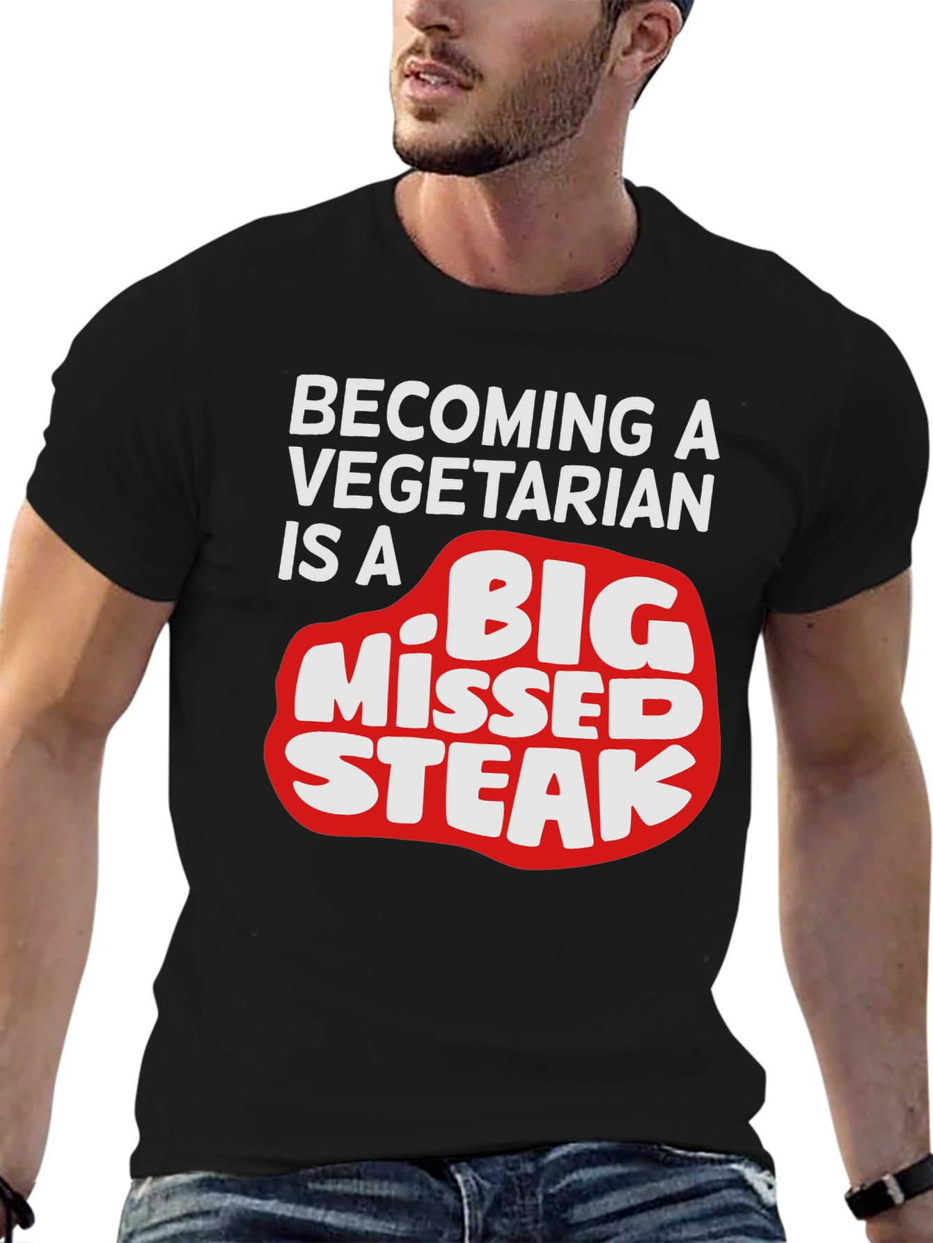 Funny Vegetarian Humor T-Shirt - Big Missed Steak