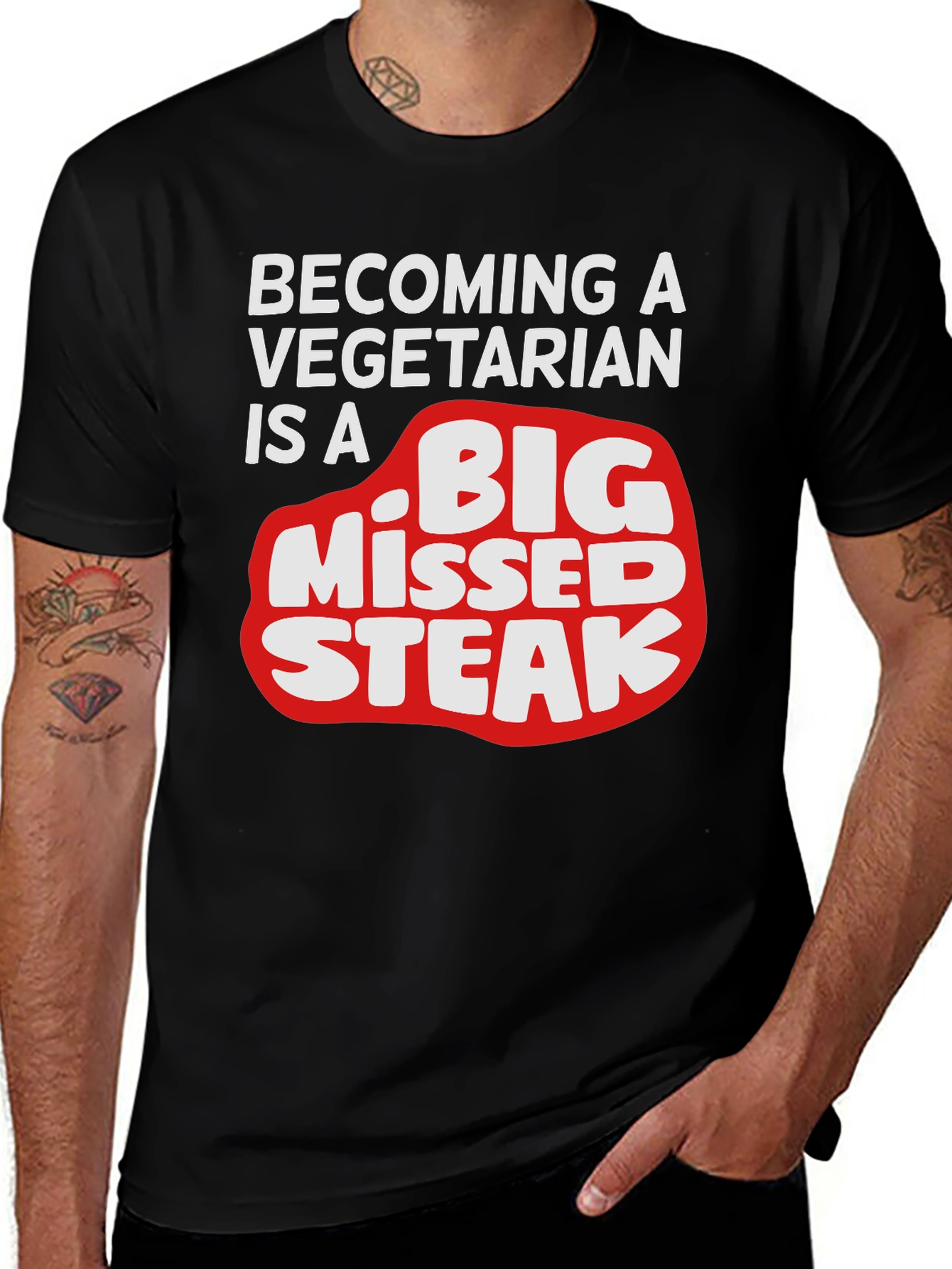 Funny Vegetarian Humor T-Shirt - Big Missed Steak