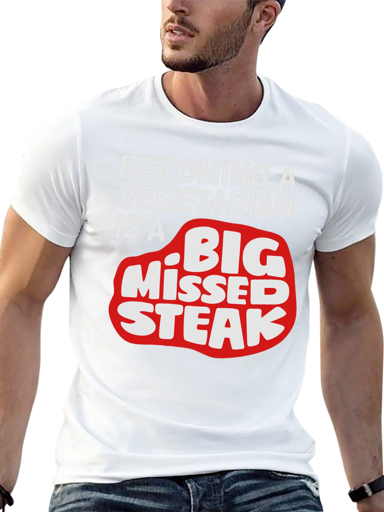 Funny Vegetarian Humor T-Shirt - Big Missed Steak