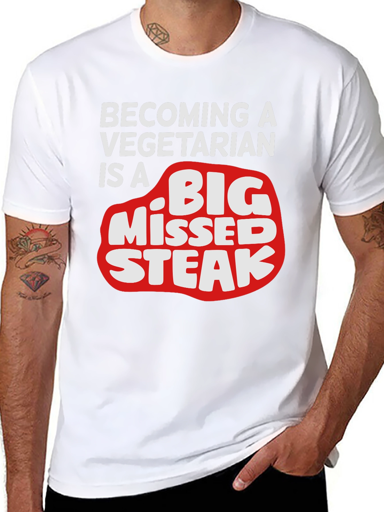 Funny Vegetarian Humor T-Shirt - Big Missed Steak