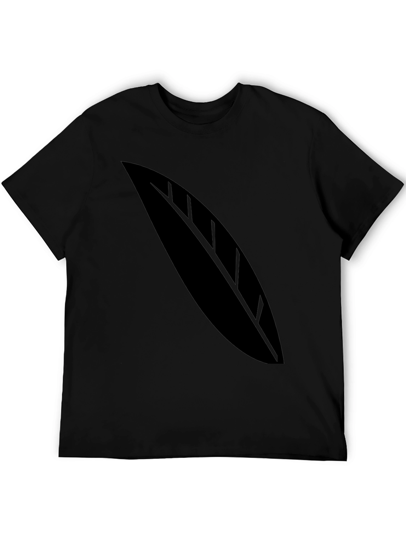 Black T-Shirt with Leaf Graphic Tee
