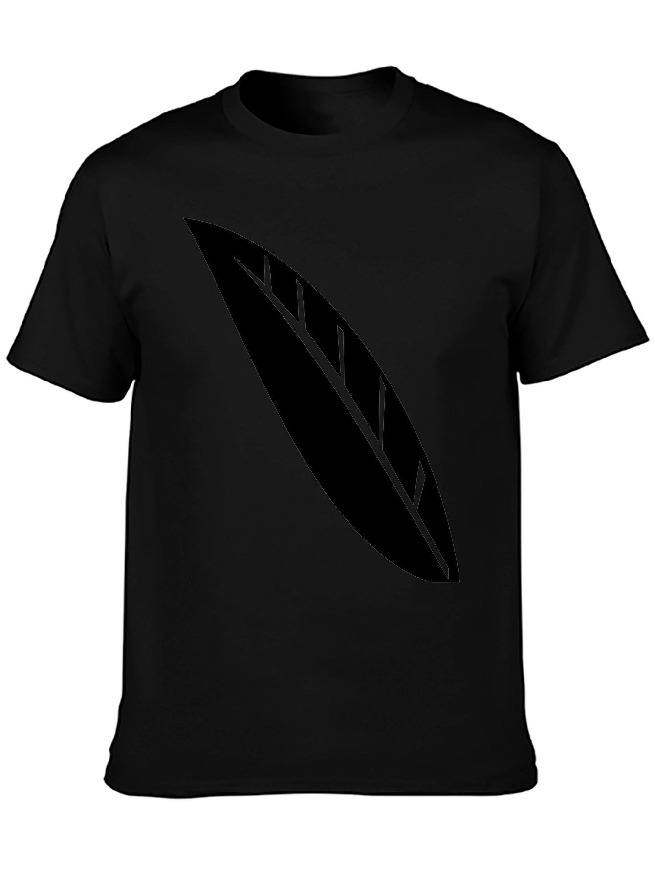 Black T-Shirt with Leaf Graphic Tee