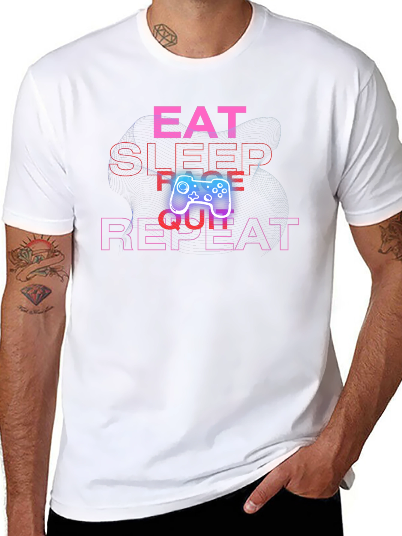 Eat Sleep Game Repeat Black Graphic Tee
