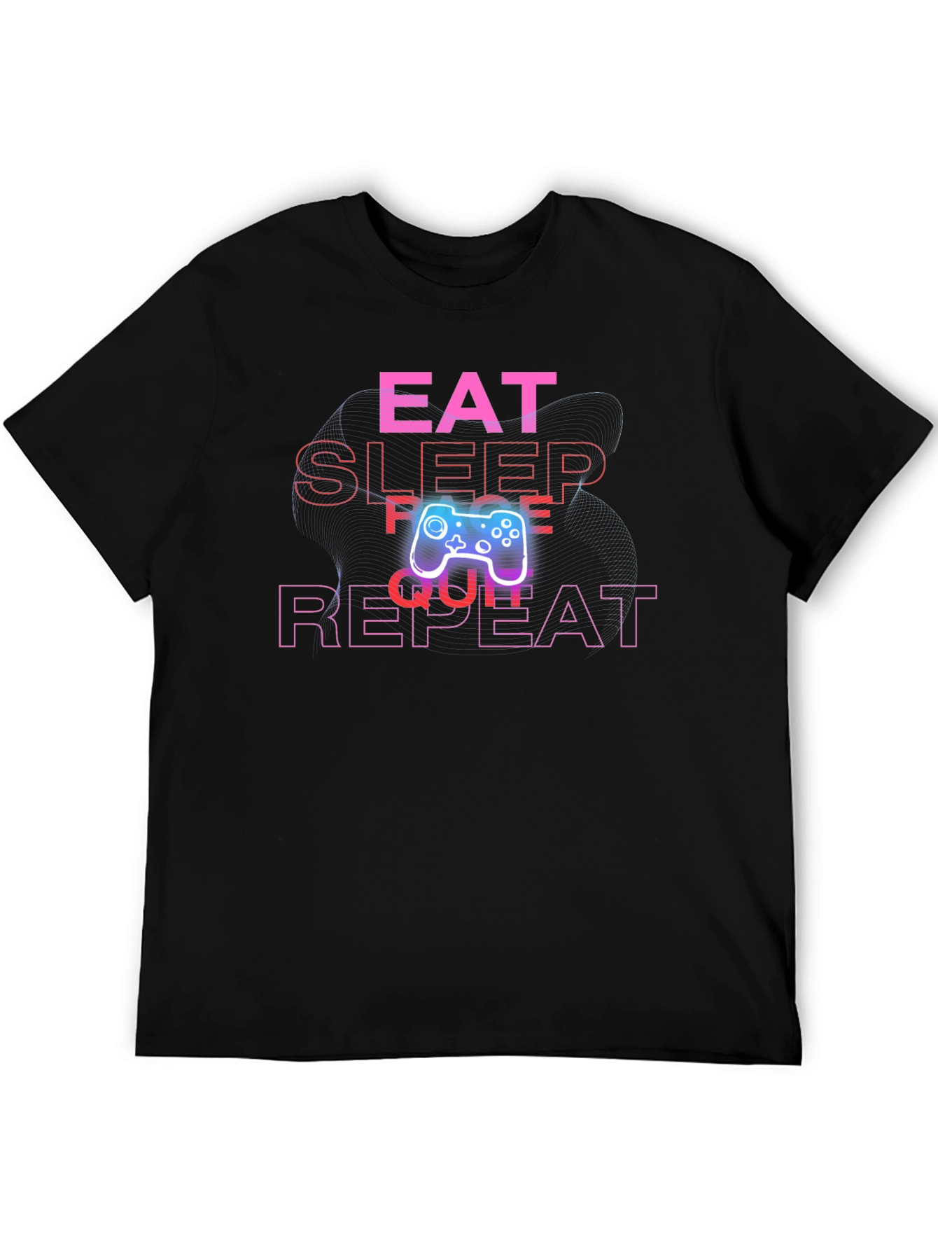 Eat Sleep Game Repeat Black Graphic Tee