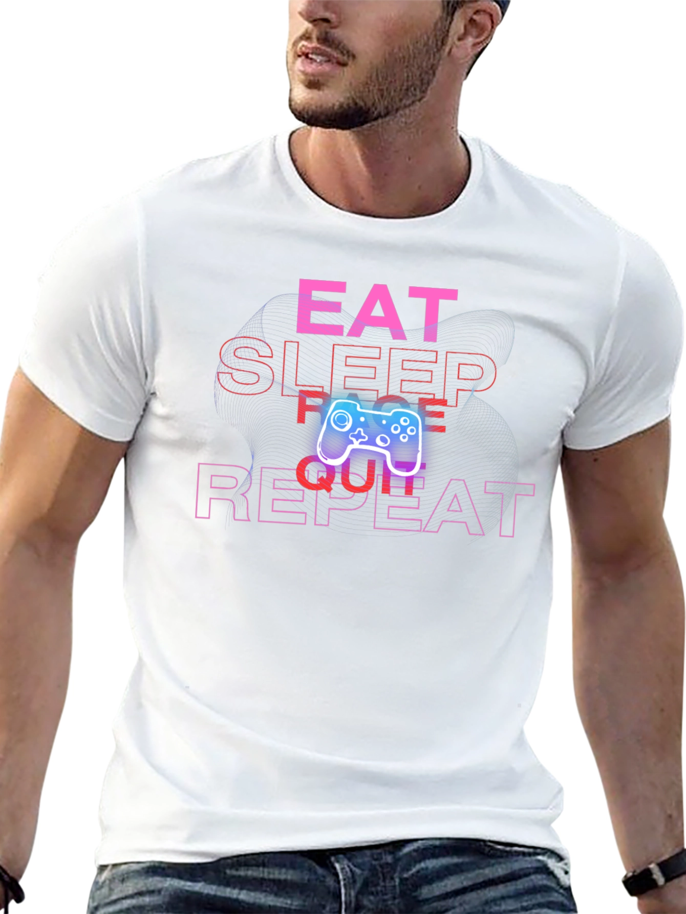 Eat Sleep Game Repeat Black Graphic Tee