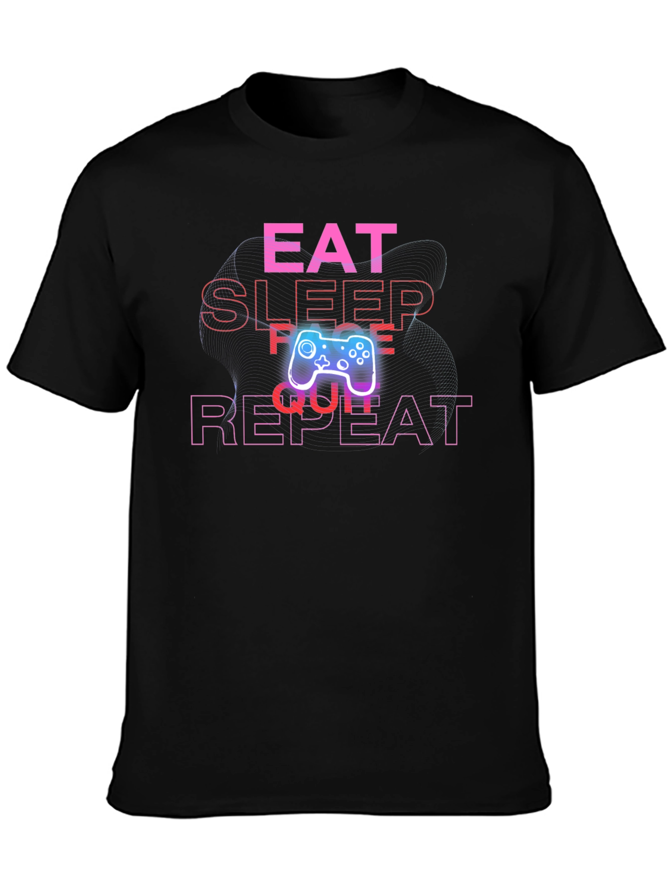 Eat Sleep Game Repeat Black Graphic Tee