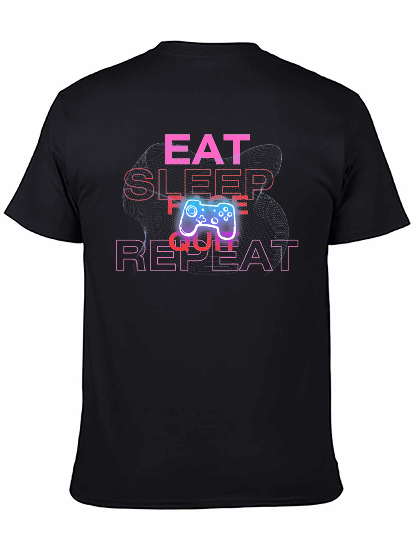 Eat Sleep Game Repeat Black Graphic Tee