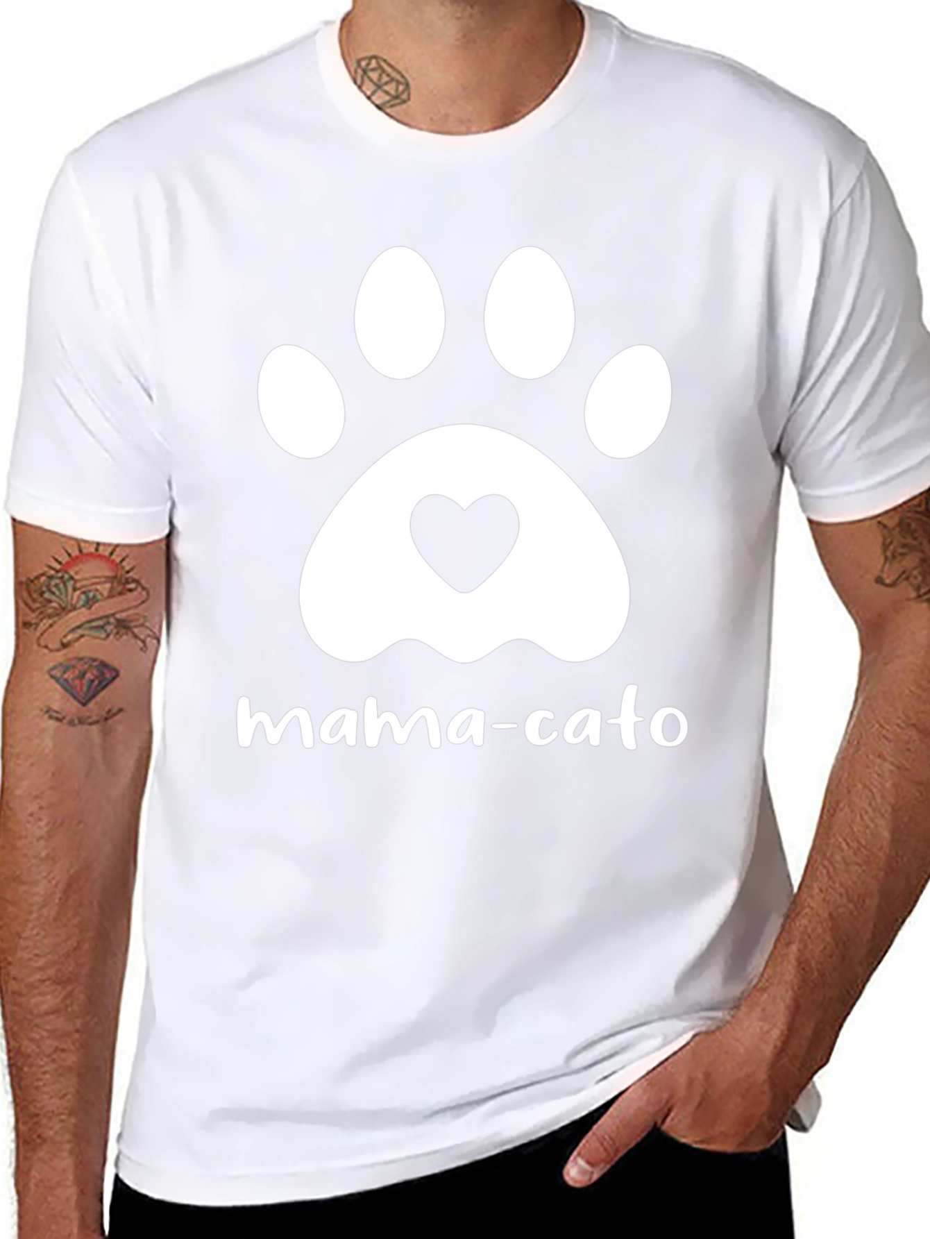 Mama-Cato T-Shirt - Cat Paw Heart Graphic Tee