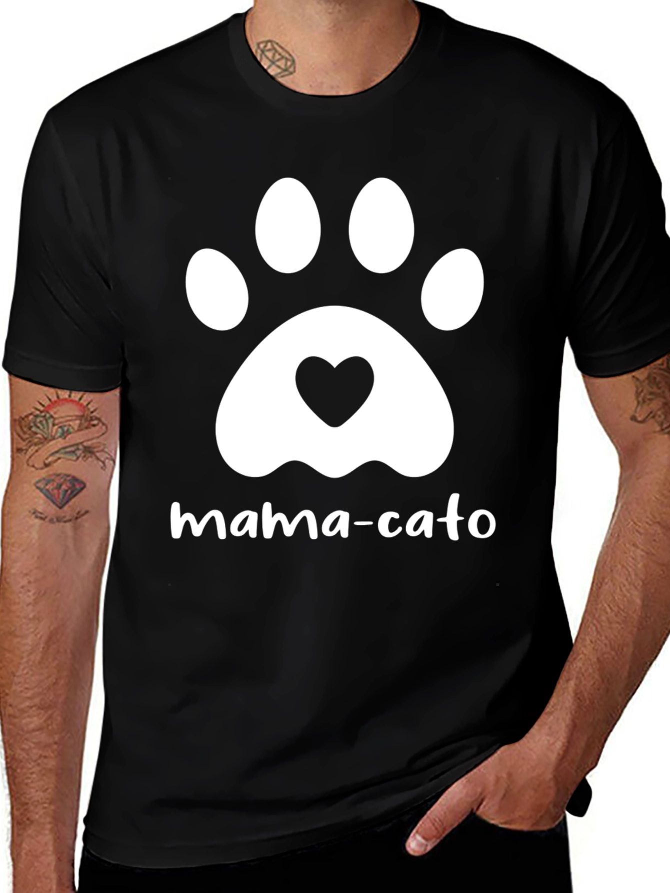 Mama-Cato T-Shirt - Cat Paw Heart Graphic Tee