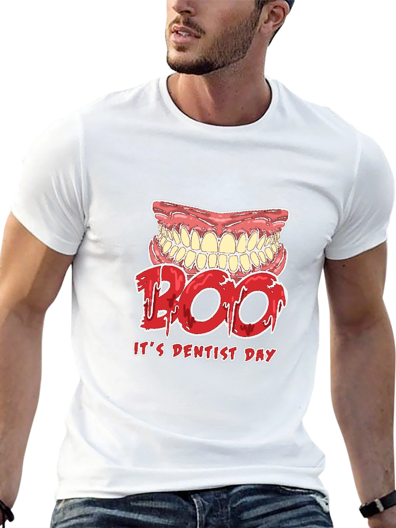 Dentist Day T-Shirt Boo Scary Teeth Design