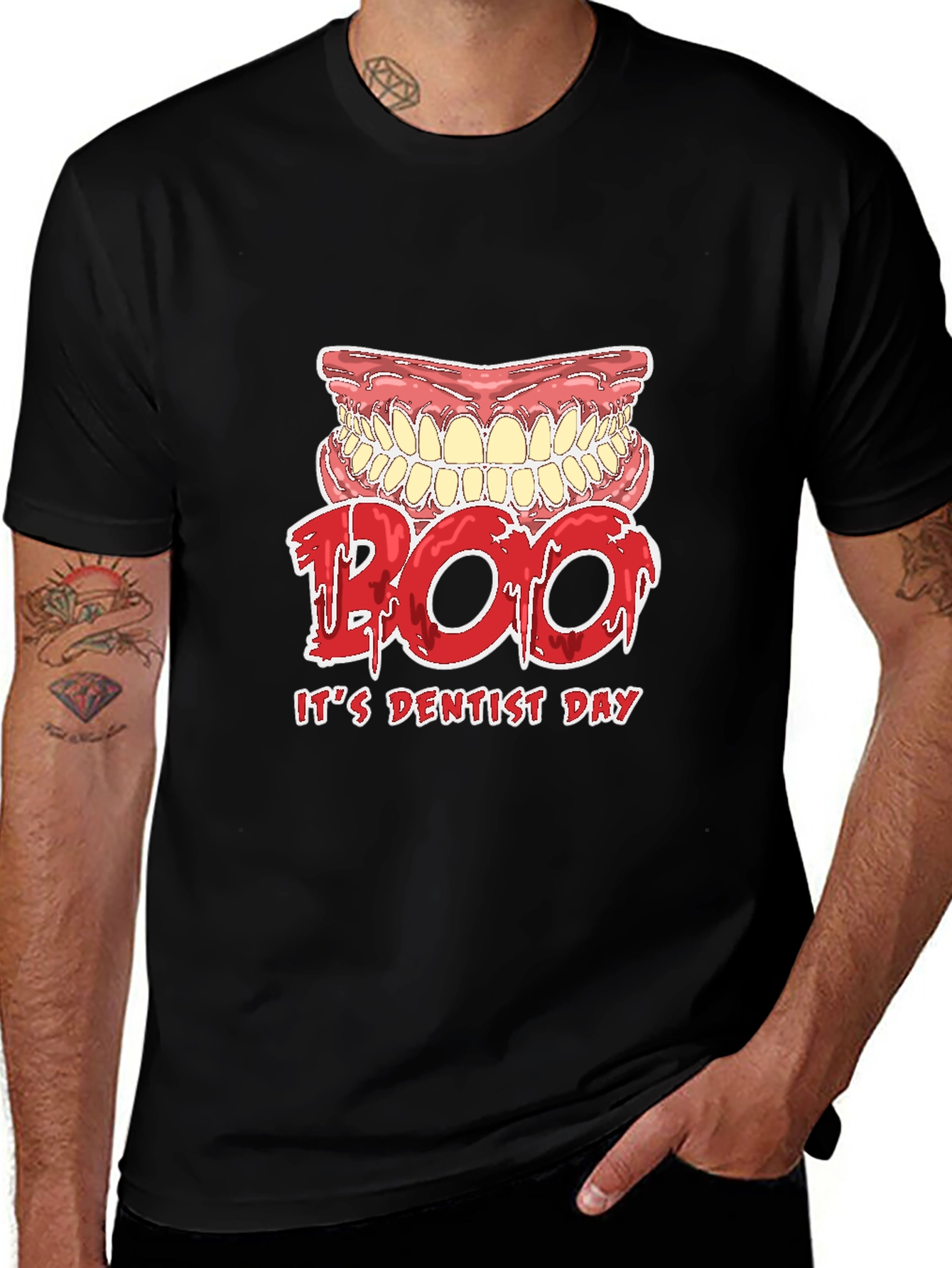 Dentist Day T-Shirt Boo Scary Teeth Design