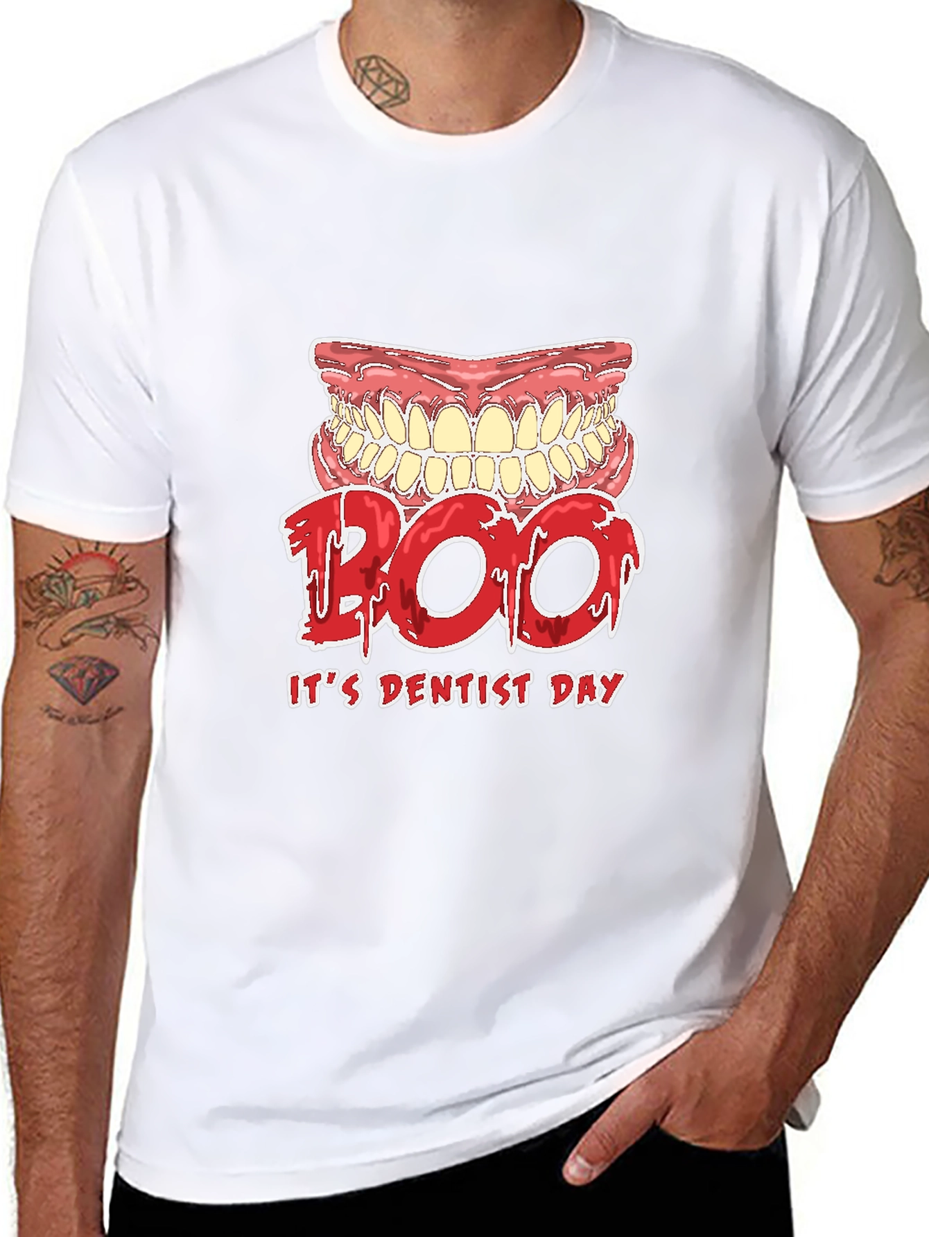 Dentist Day T-Shirt Boo Scary Teeth Design