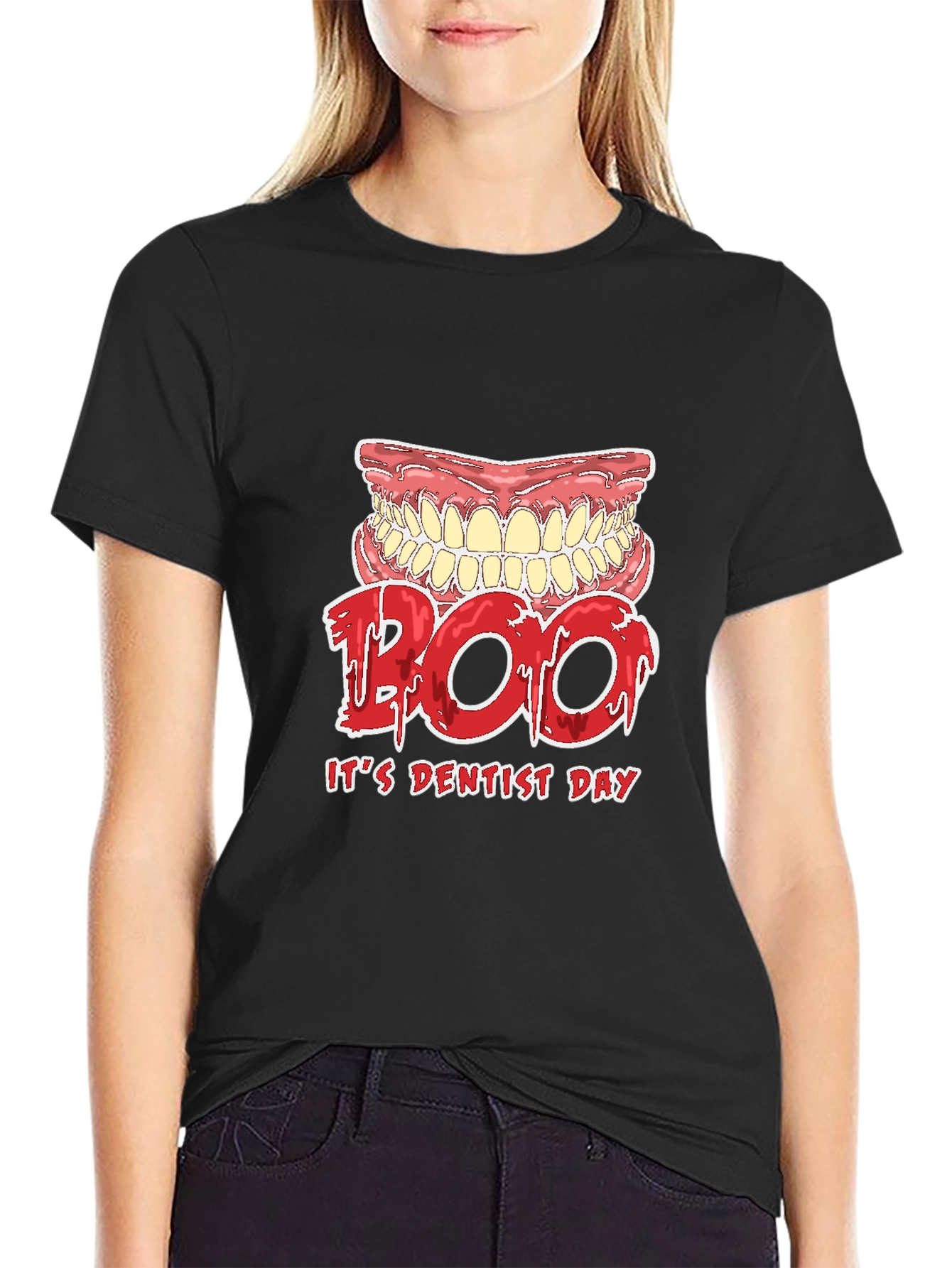 Dentist Day T-Shirt Boo Scary Teeth Design