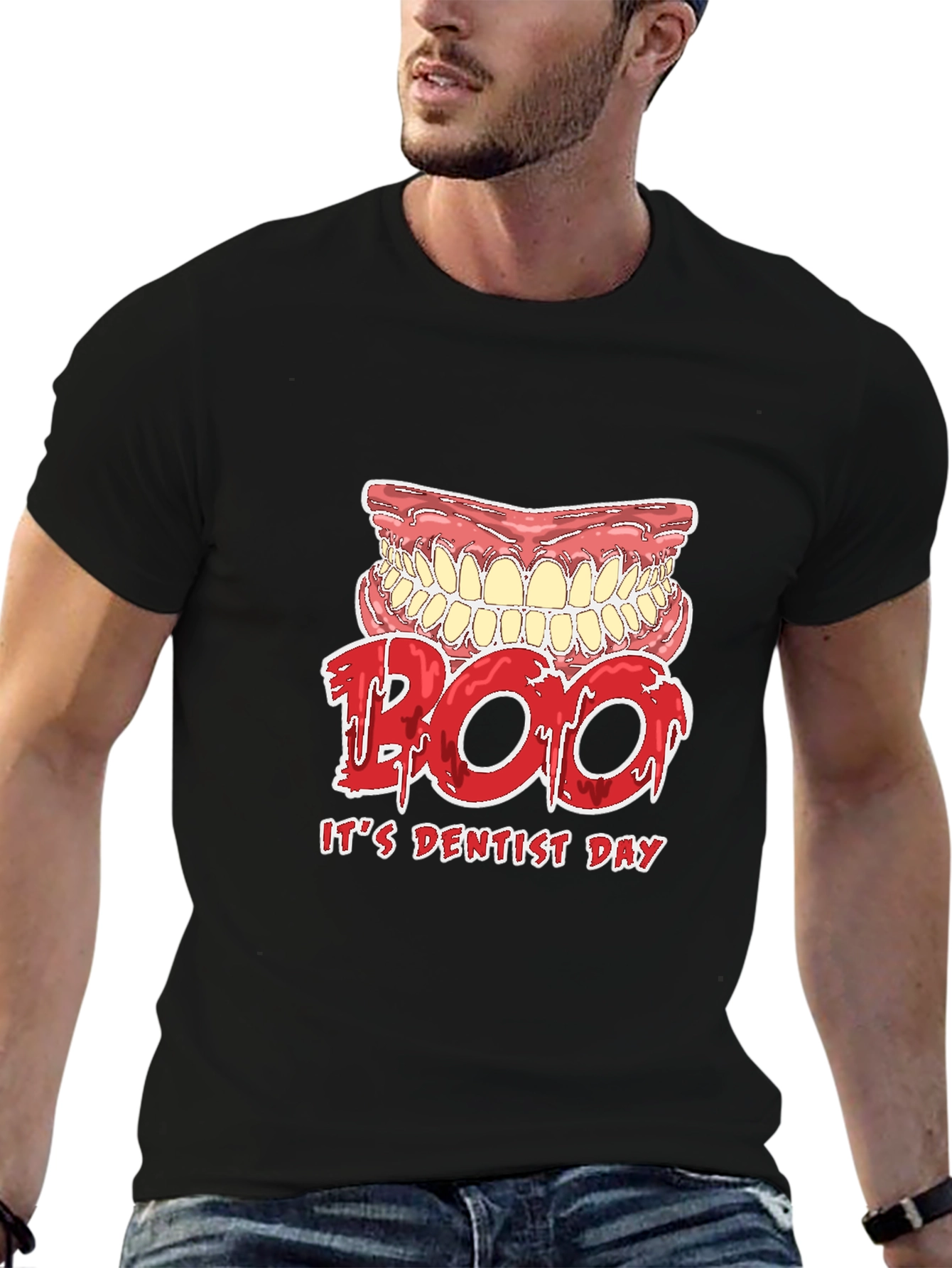 Dentist Day T-Shirt Boo Scary Teeth Design