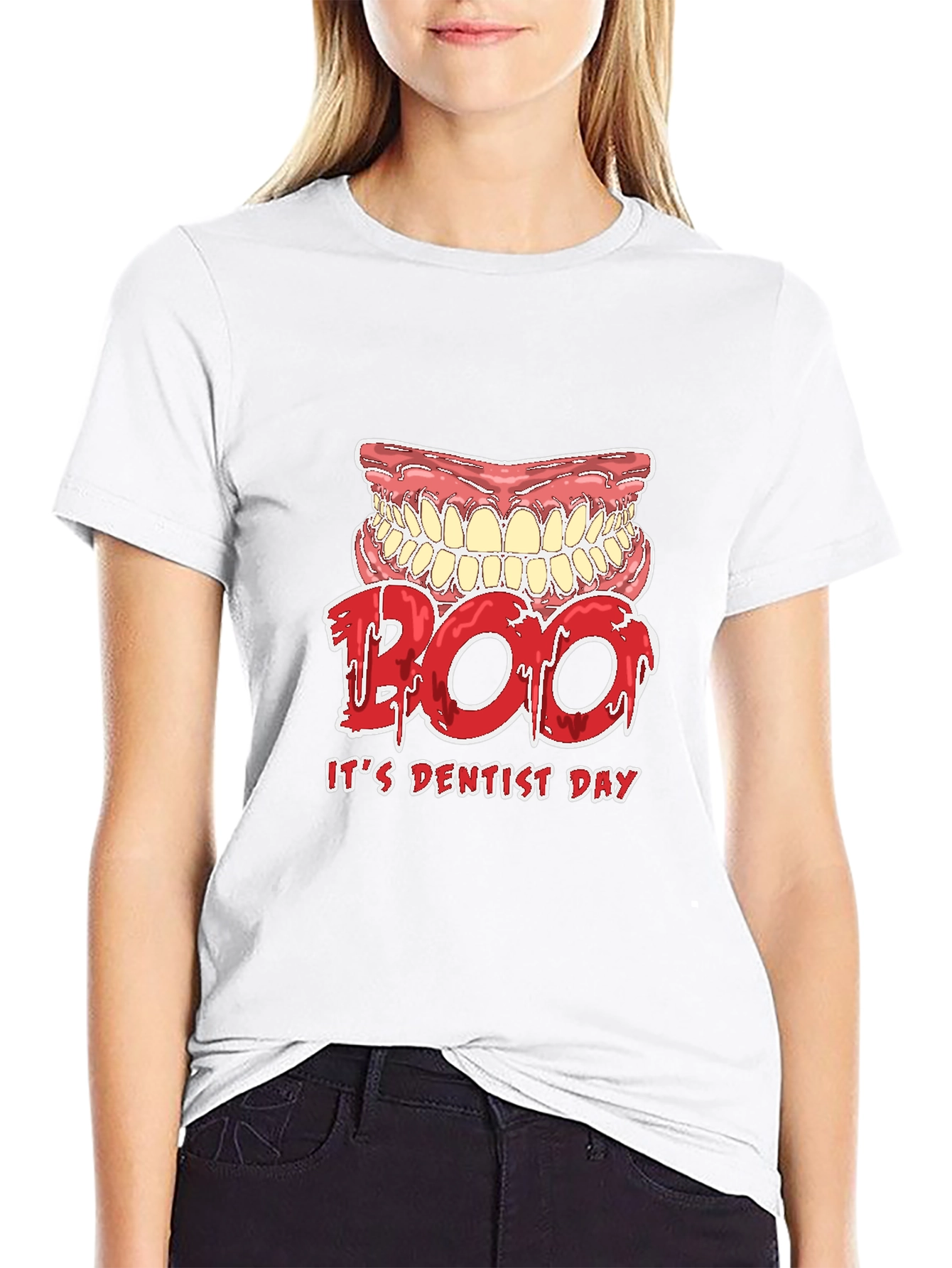 Dentist Day T-Shirt Boo Scary Teeth Design