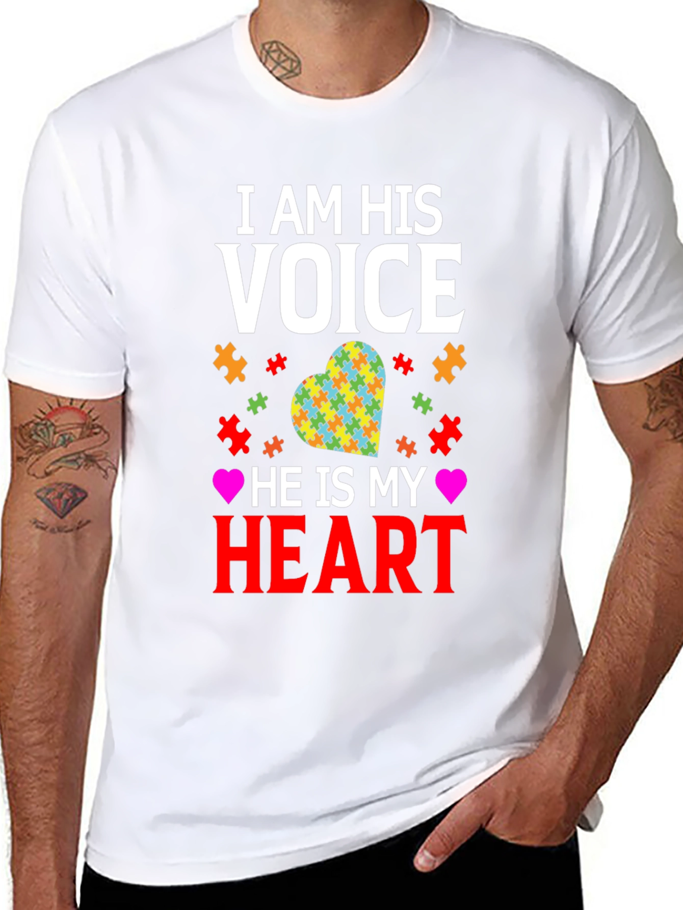 Autism Awareness T-Shirt I am His Voice Heart