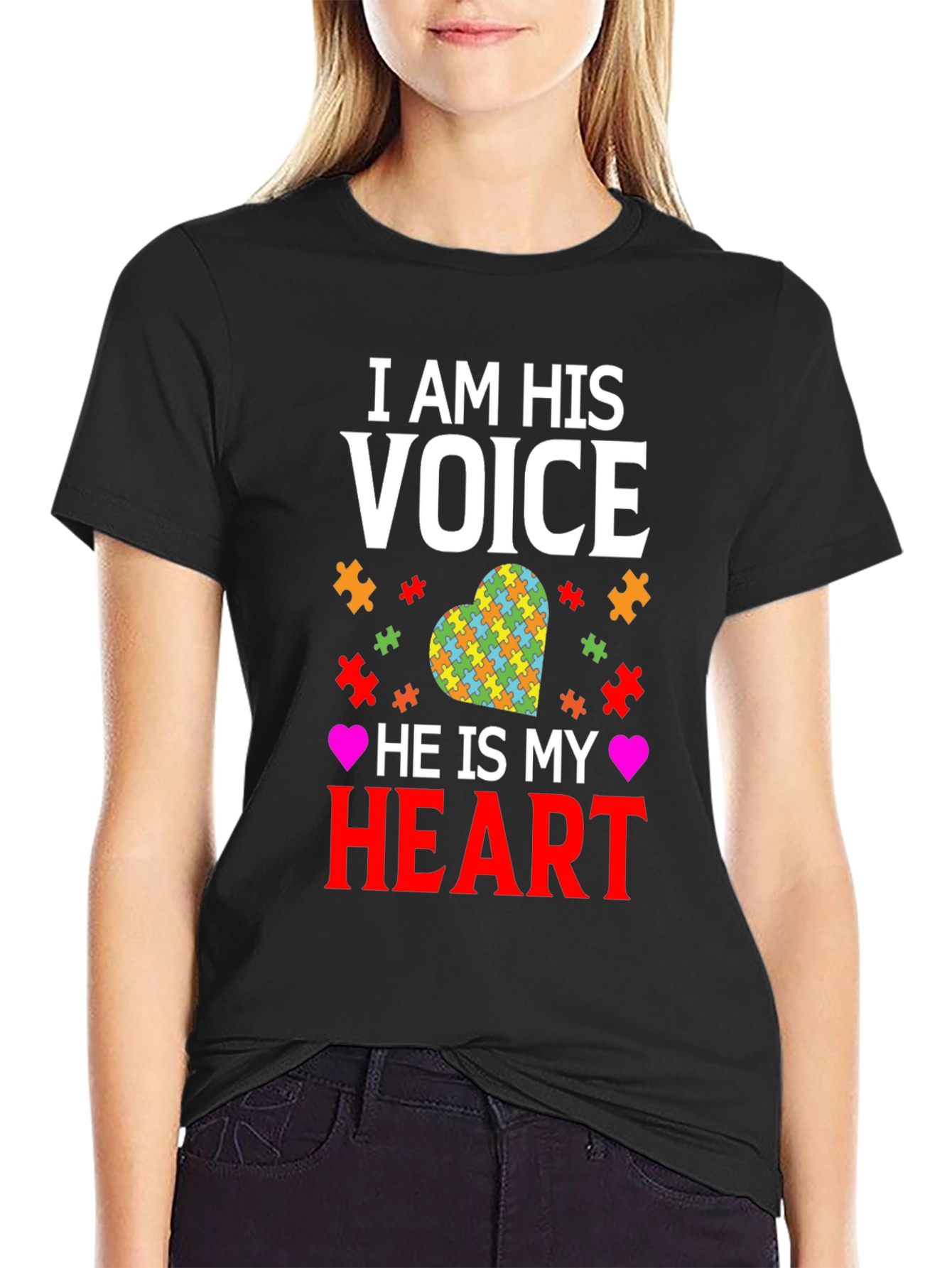 Autism Awareness T-Shirt I am His Voice Heart
