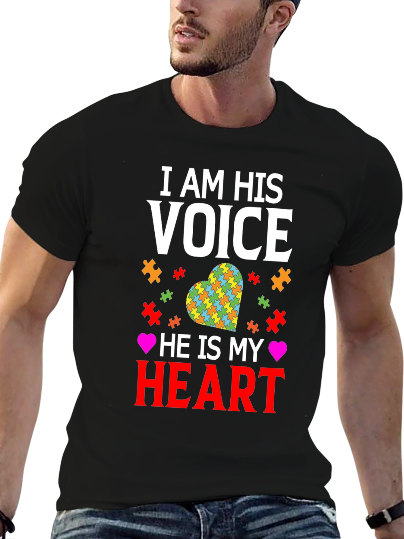 Autism Awareness T-Shirt I am His Voice Heart