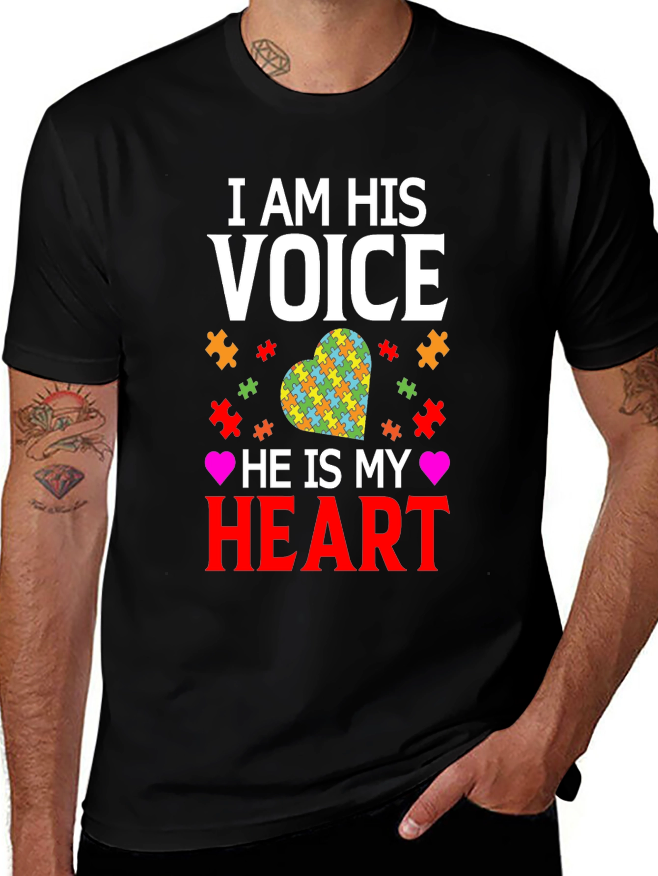 Autism Awareness T-Shirt I am His Voice Heart