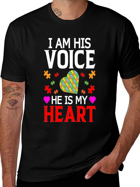 Autism Awareness T-Shirt I am His Voice Heart