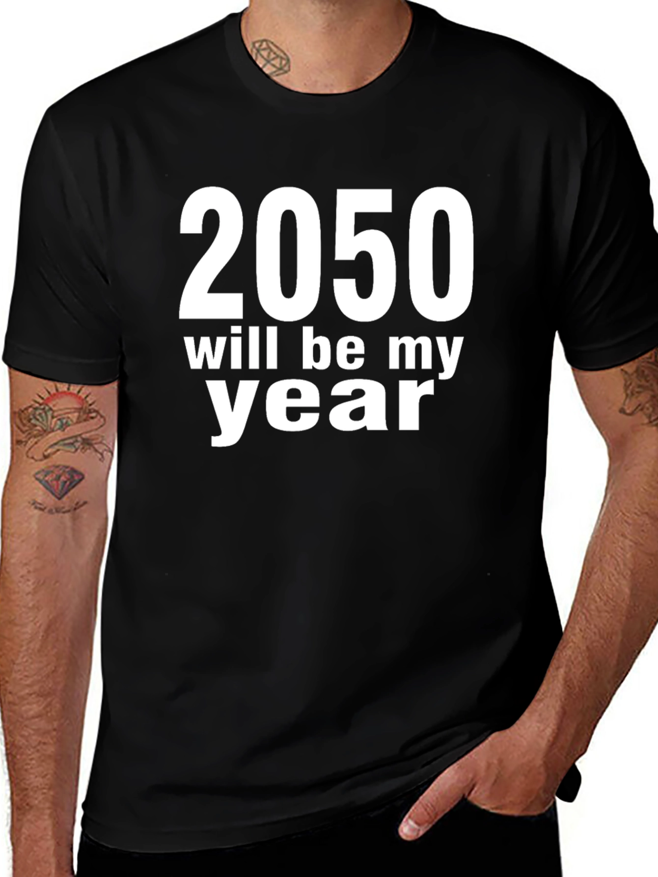 2050 Will Be My Year Graphic T-Shirt - Black