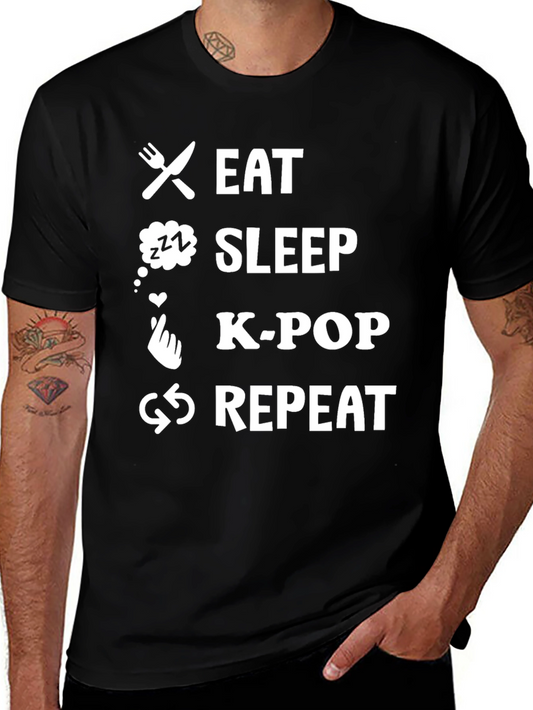 Eat Sleep K-Pop Repeat Graphic Tee
