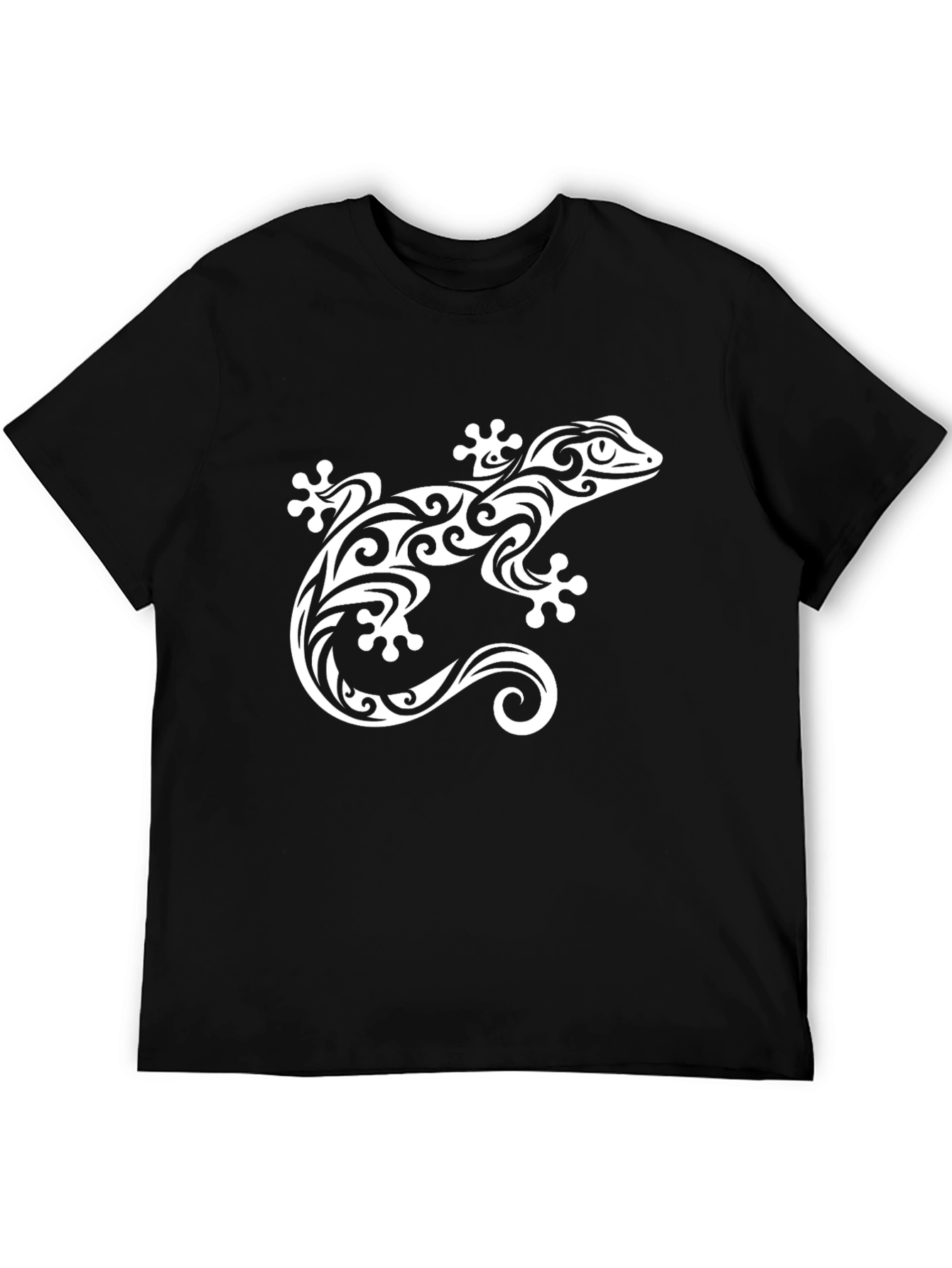 Tribal Gecko Graphic Tee - Stylish Black T-Shirt