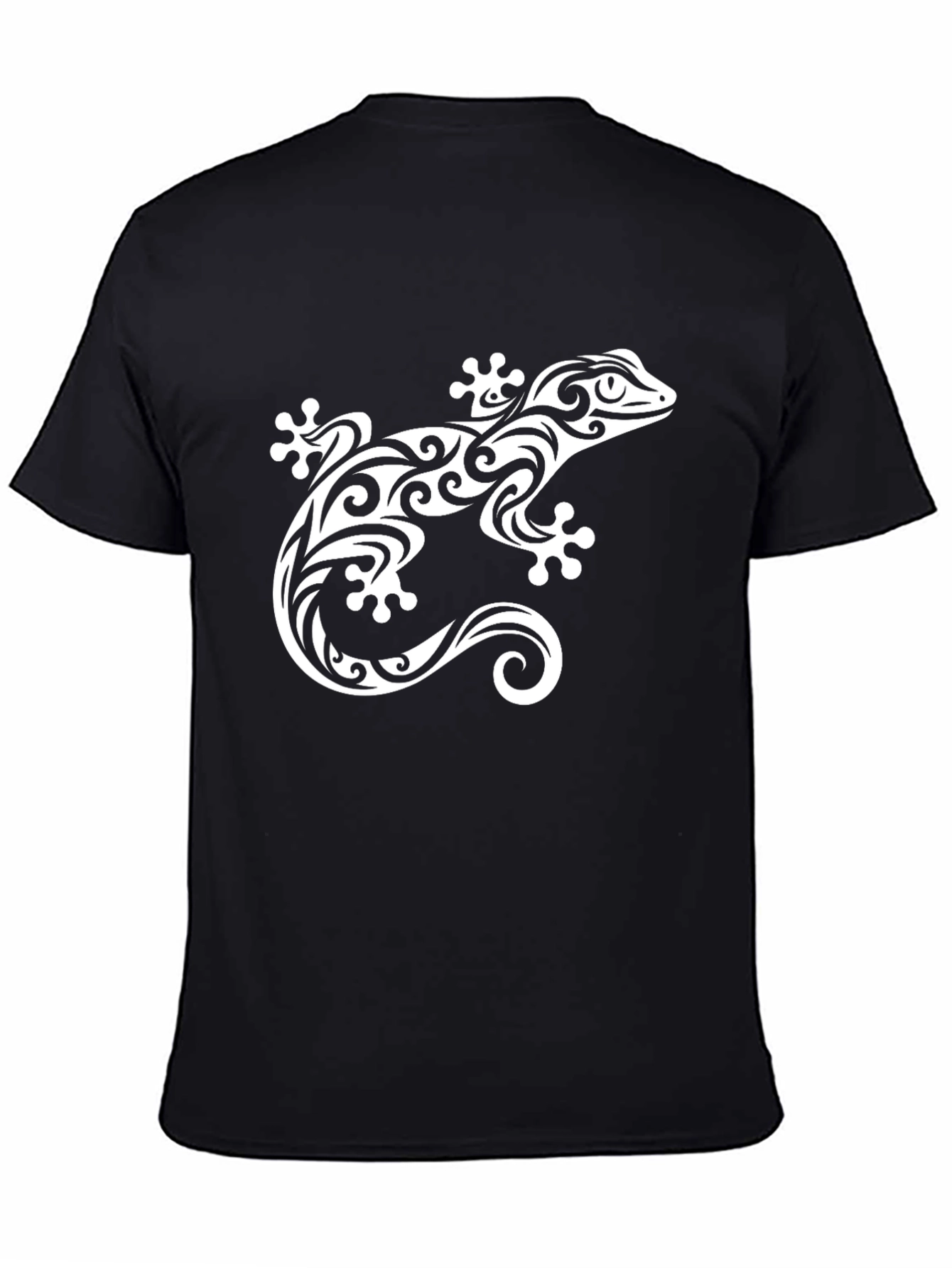 Tribal Gecko Graphic Tee - Stylish Black T-Shirt