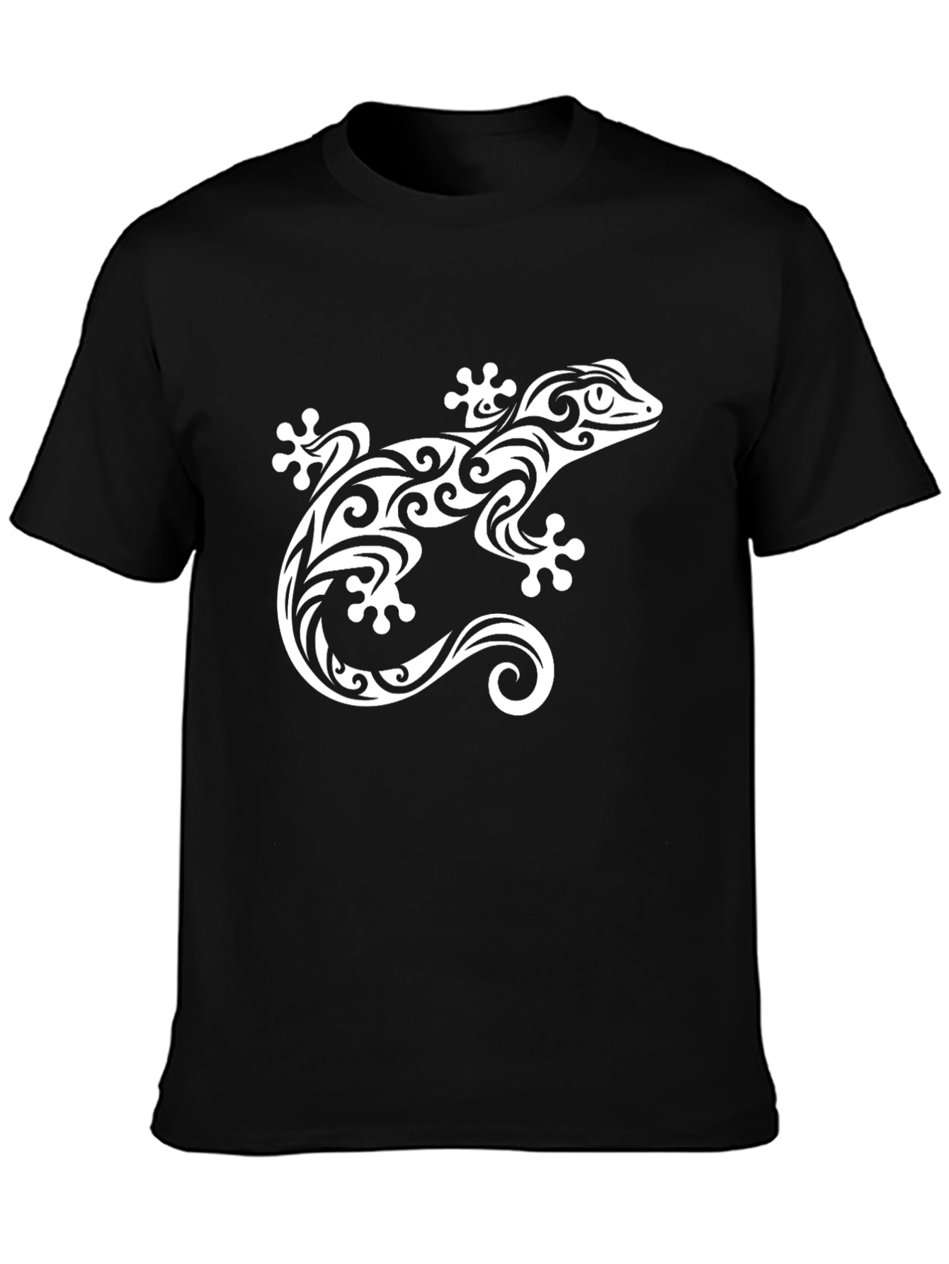 Tribal Gecko Graphic Tee - Stylish Black T-Shirt