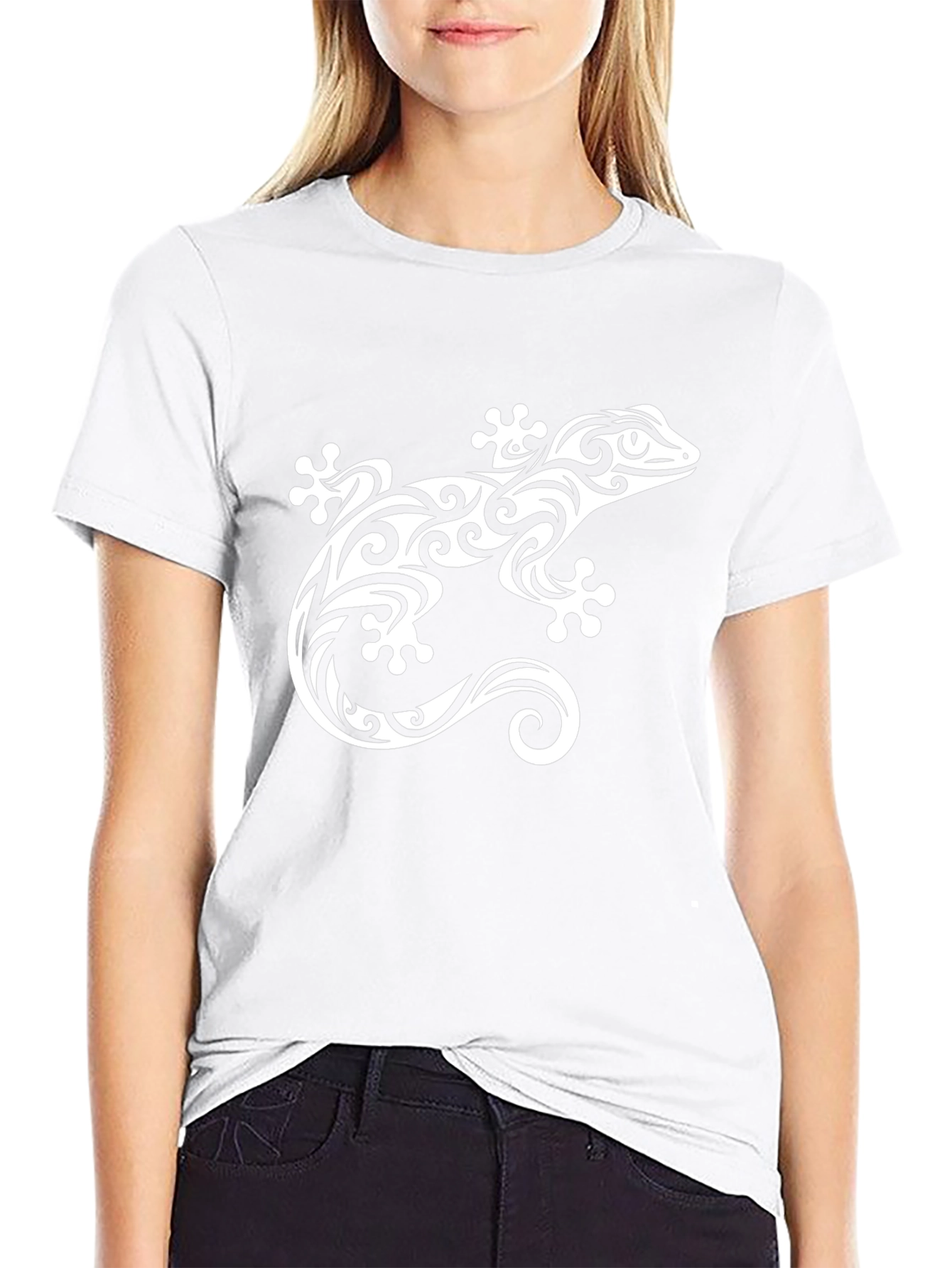 Tribal Gecko Graphic Tee - Stylish Black T-Shirt
