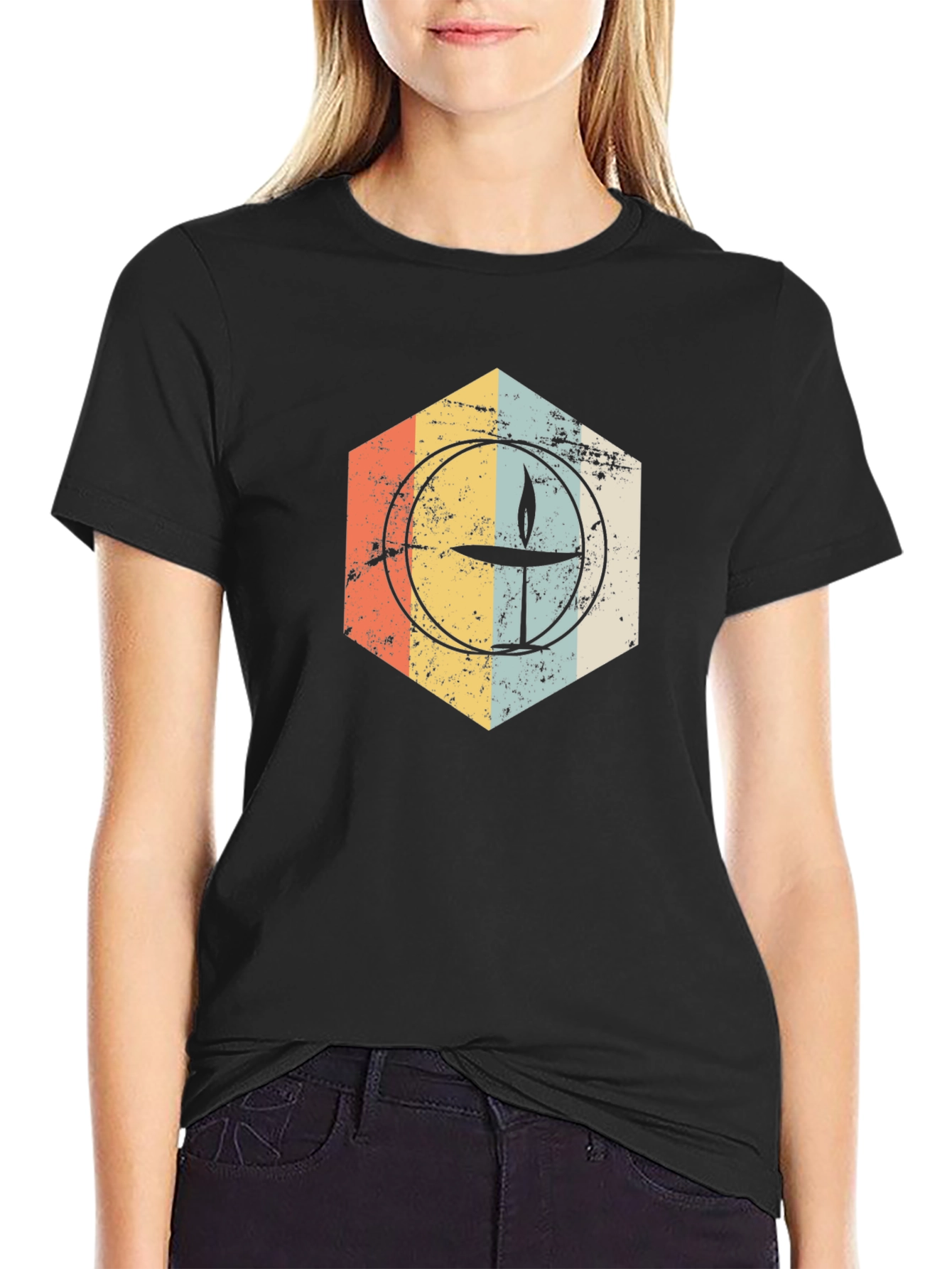 Retro Candle Graphic Tee - Black Unisex Shirt