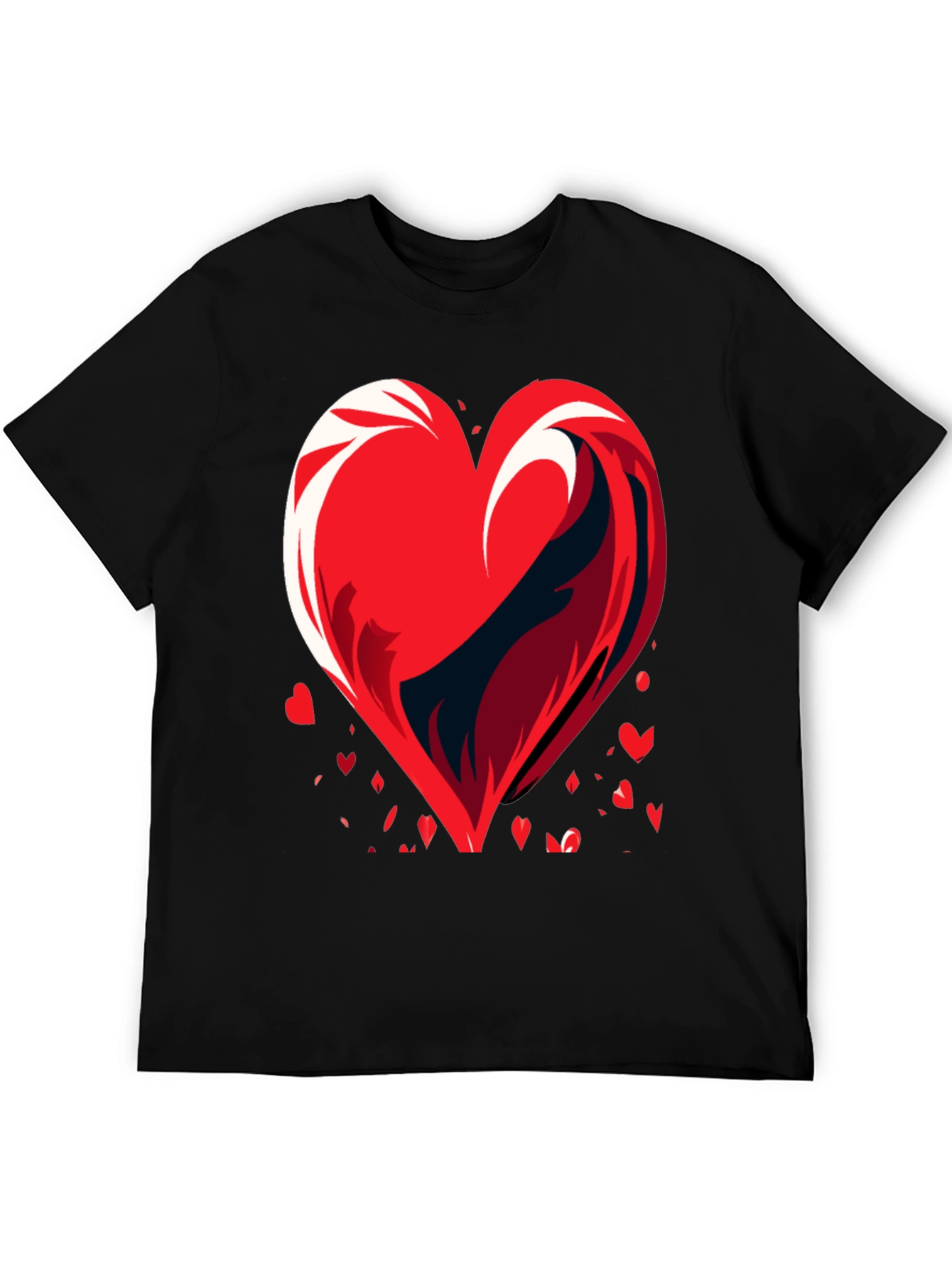 Heart Wave Graphic Mens Black T-Shirt