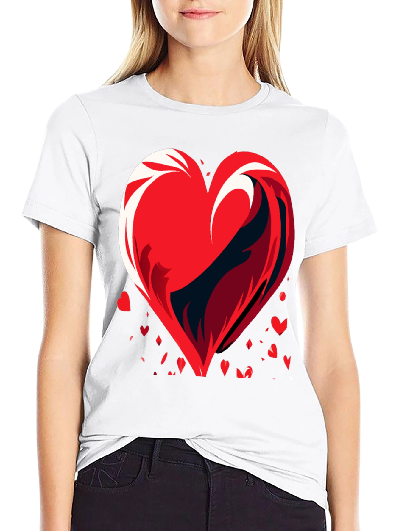 Heart Wave Graphic Mens Black T-Shirt