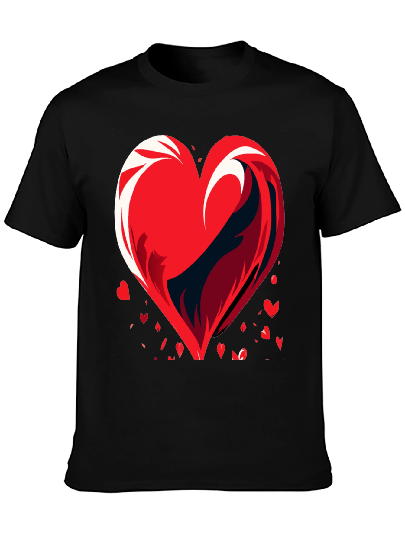 Heart Wave Graphic Mens Black T-Shirt