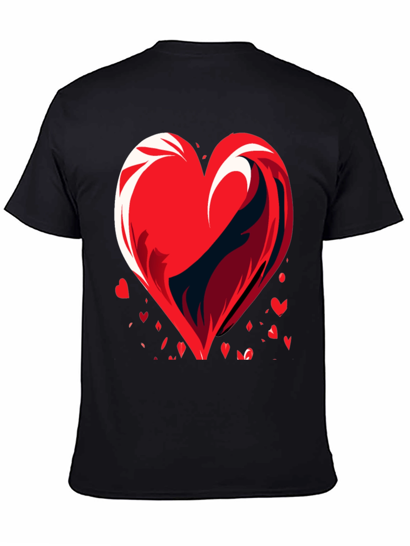 Heart Wave Graphic Mens Black T-Shirt