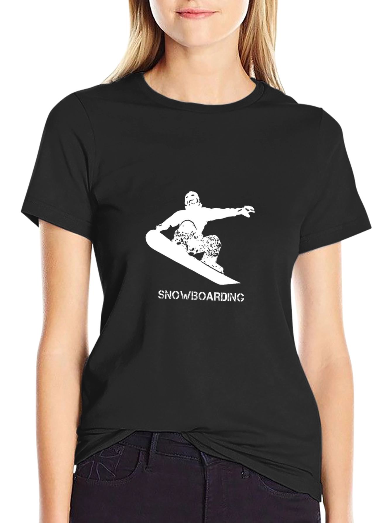 Snowboarding Graphic Tee - Black Casual T-Shirt