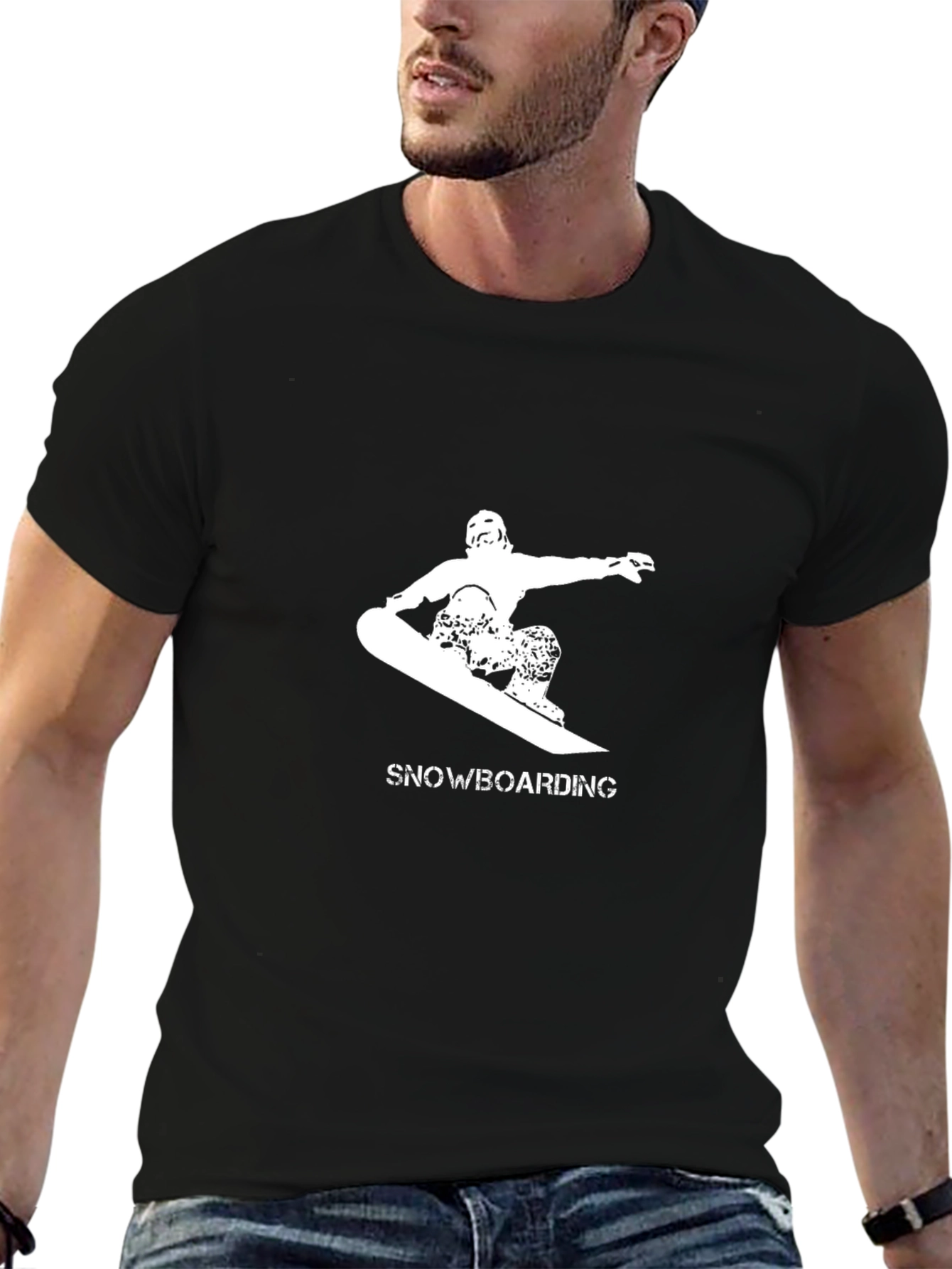Snowboarding Graphic Tee - Black Casual T-Shirt