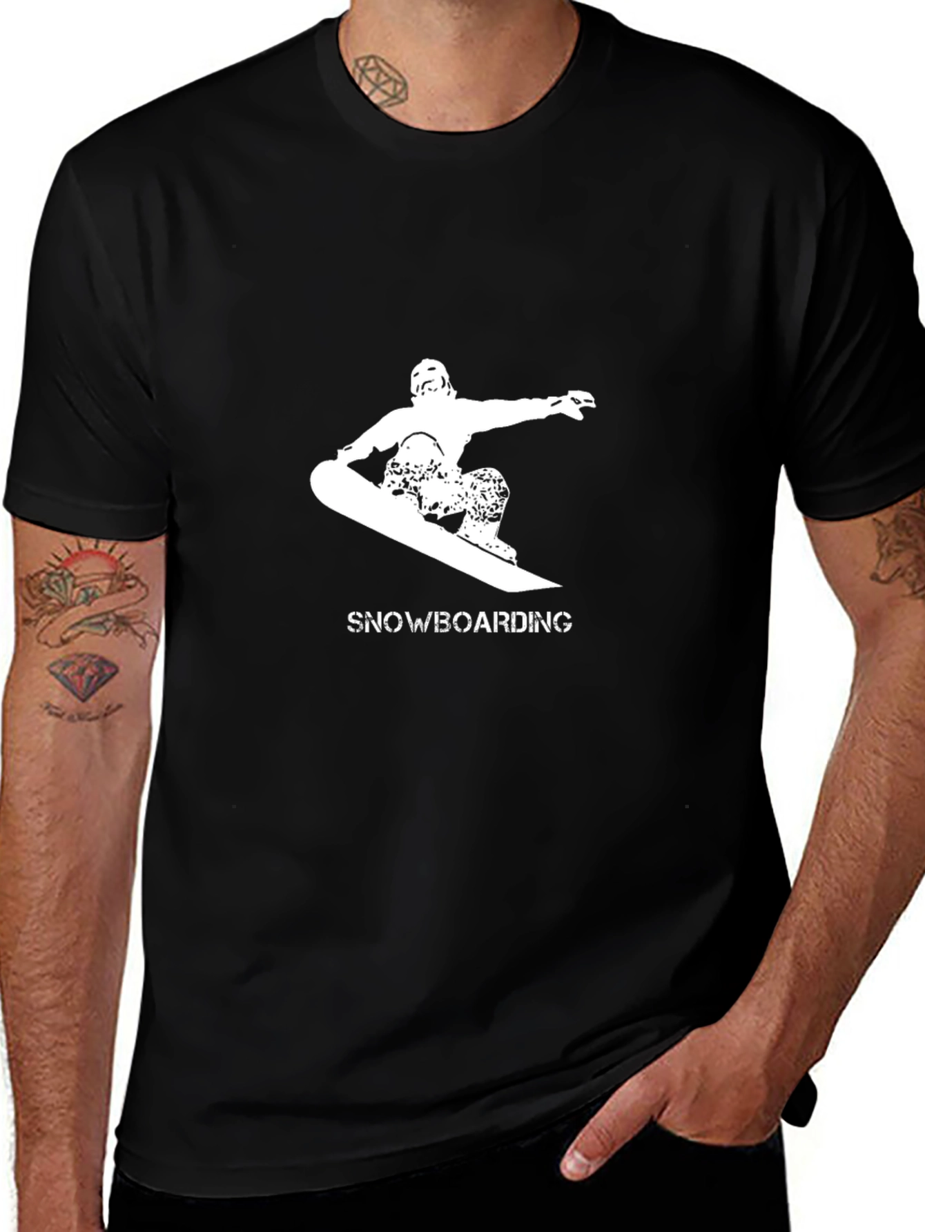 Snowboarding Graphic Tee - Black Casual T-Shirt