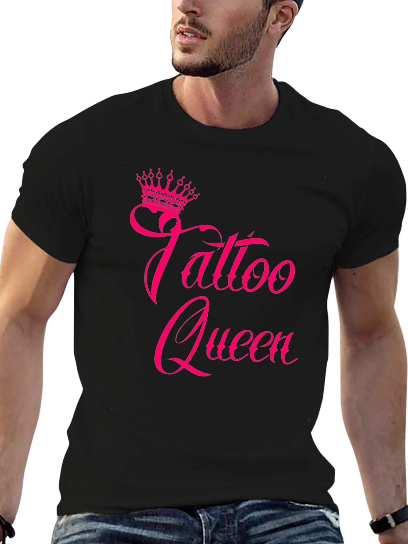 Tattoo Queen Black T-Shirt with Pink Print