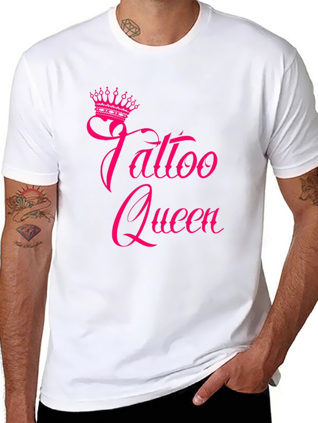 Tattoo Queen Black T-Shirt with Pink Print