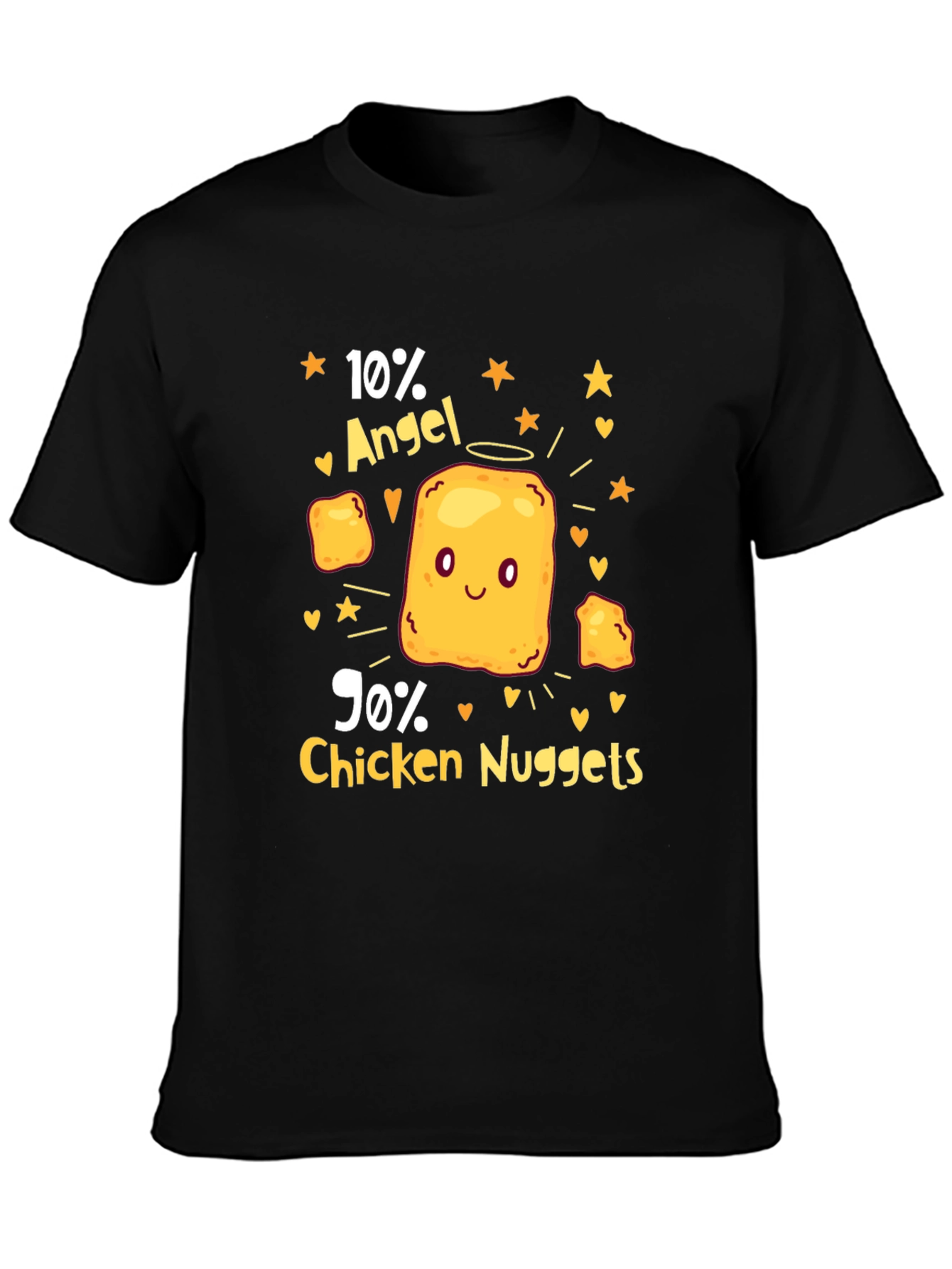 Funny 10% Angel 90% Chicken Nuggets Black T-Shirt