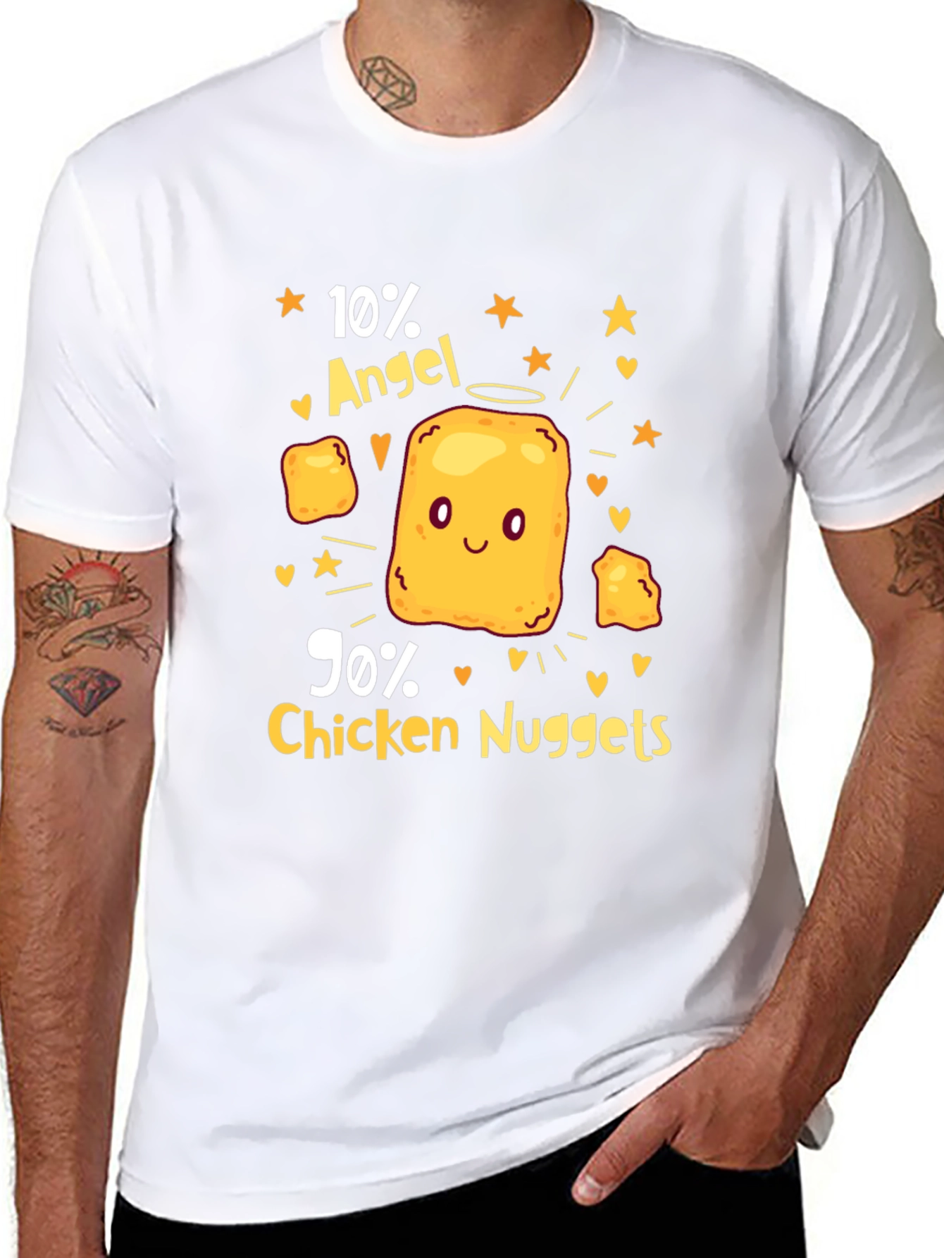 Funny 10% Angel 90% Chicken Nuggets Black T-Shirt