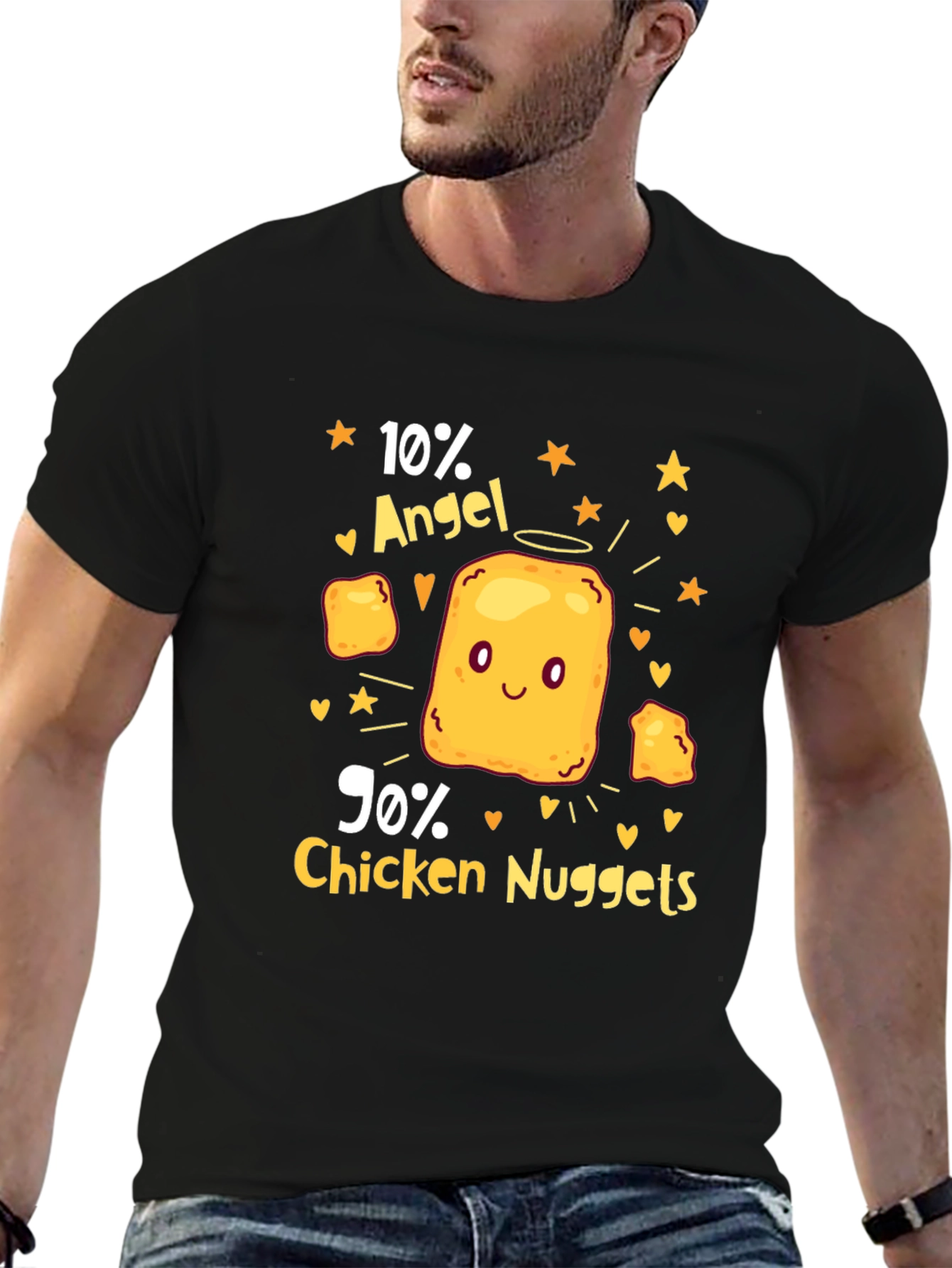 Funny 10% Angel 90% Chicken Nuggets Black T-Shirt