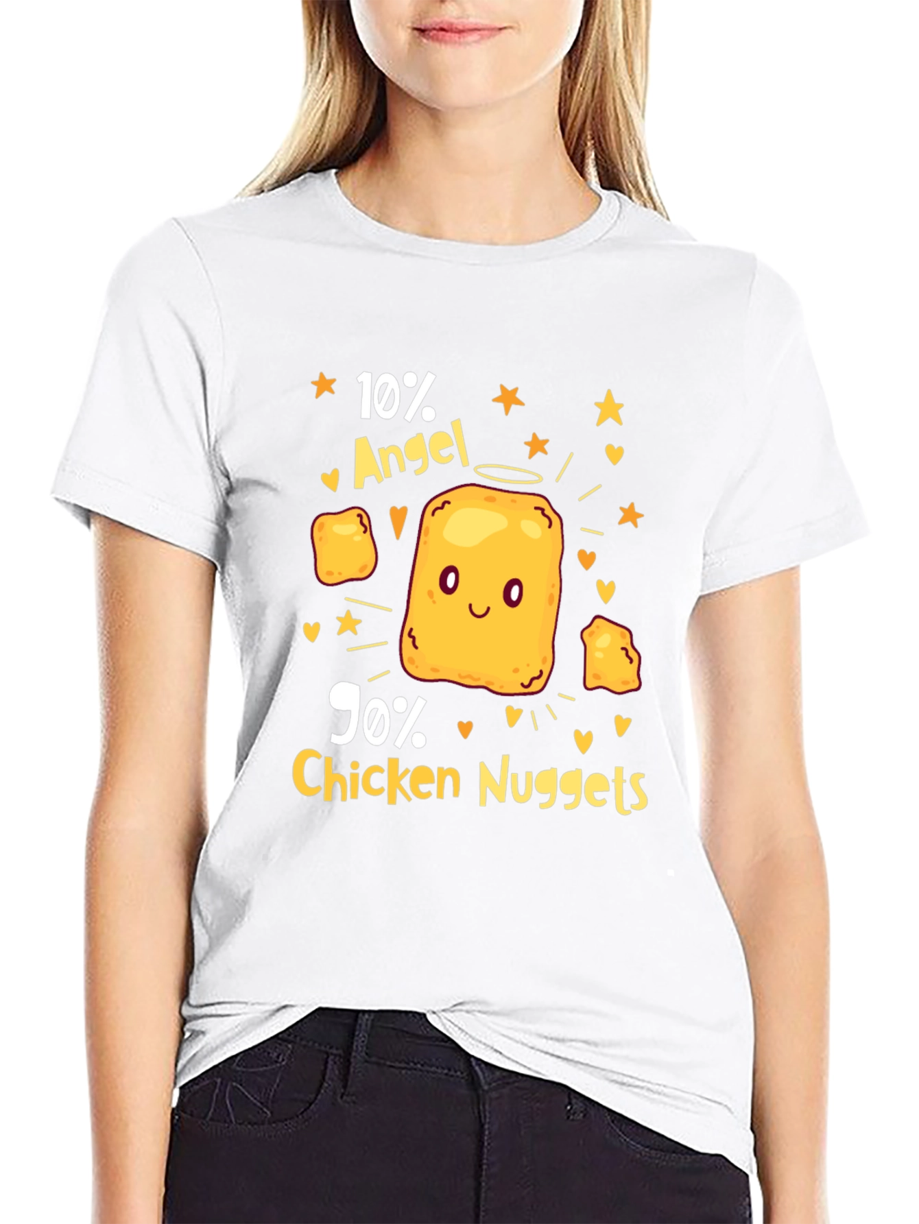 Funny 10% Angel 90% Chicken Nuggets Black T-Shirt